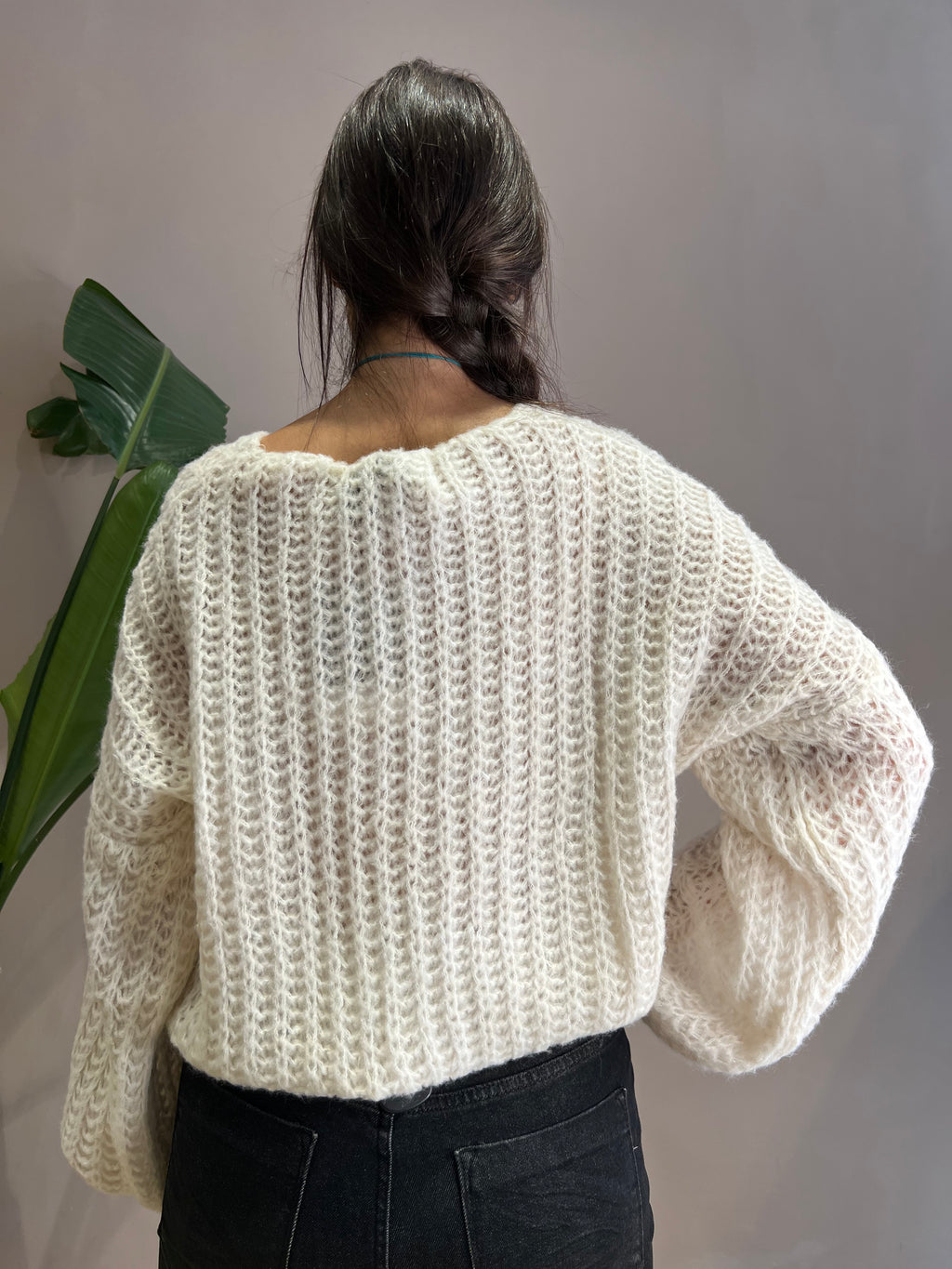 Maglia lana manica a sbuffo