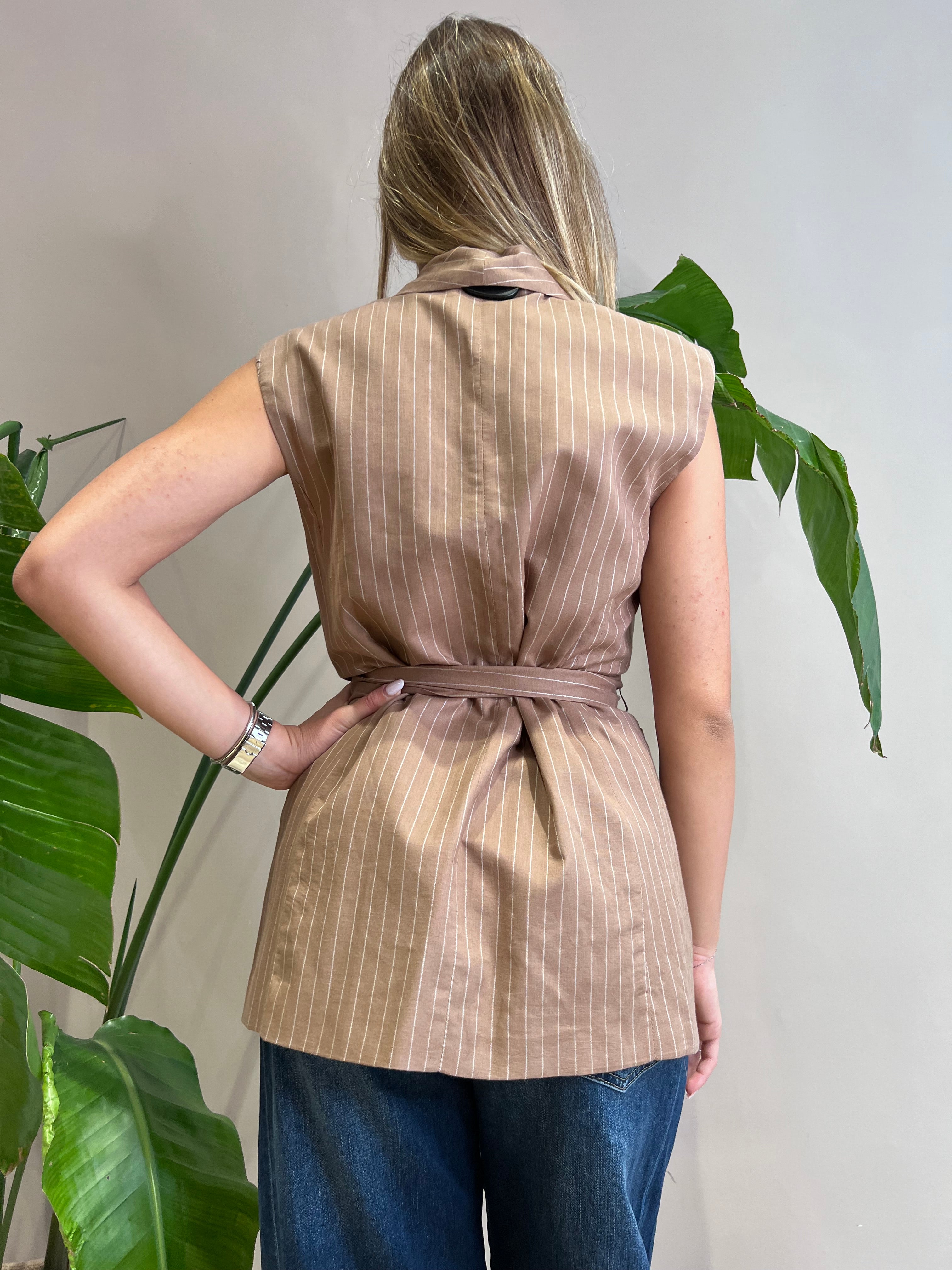 Gilet lino righe