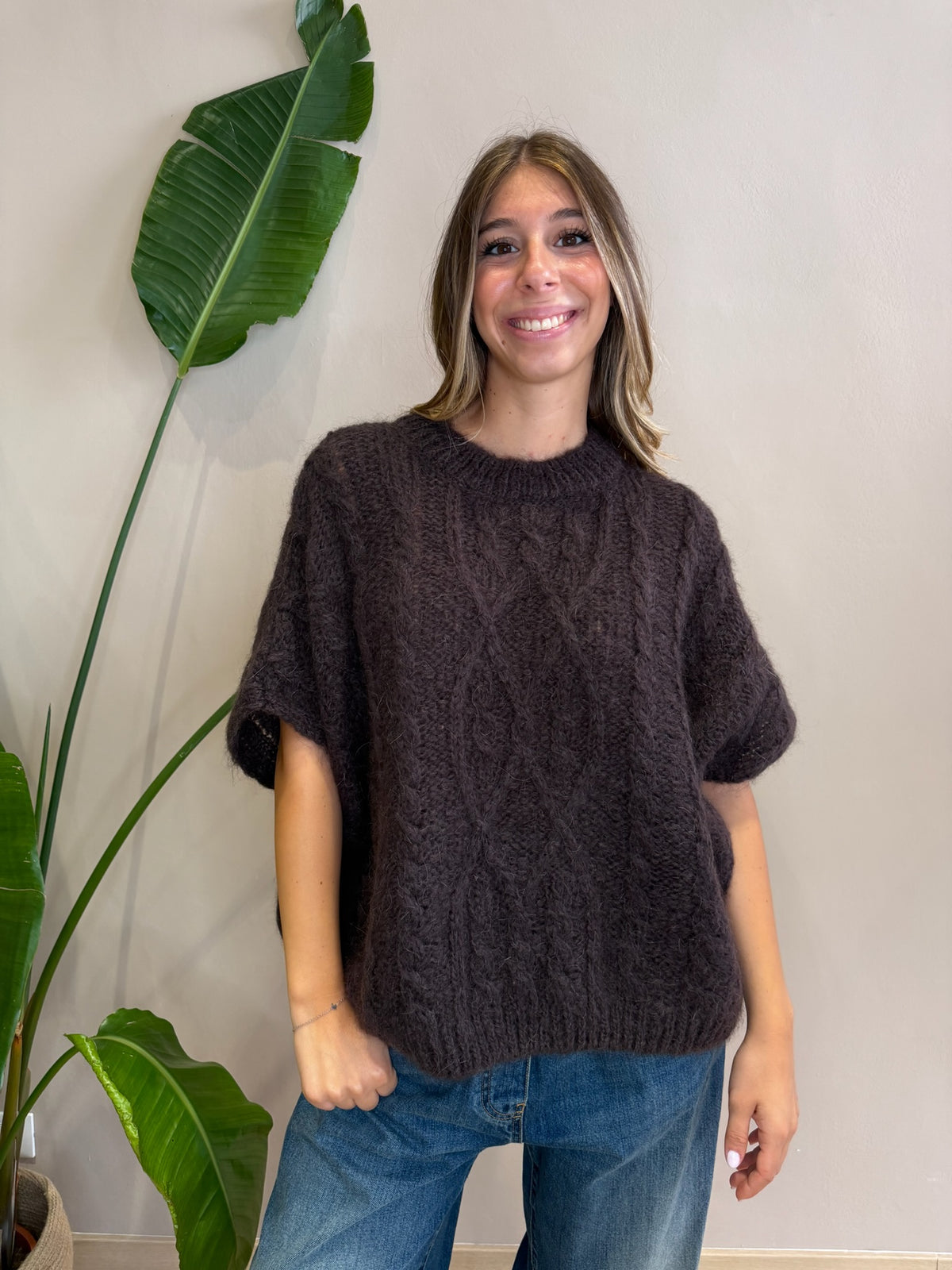 Maglione manica tre quarti