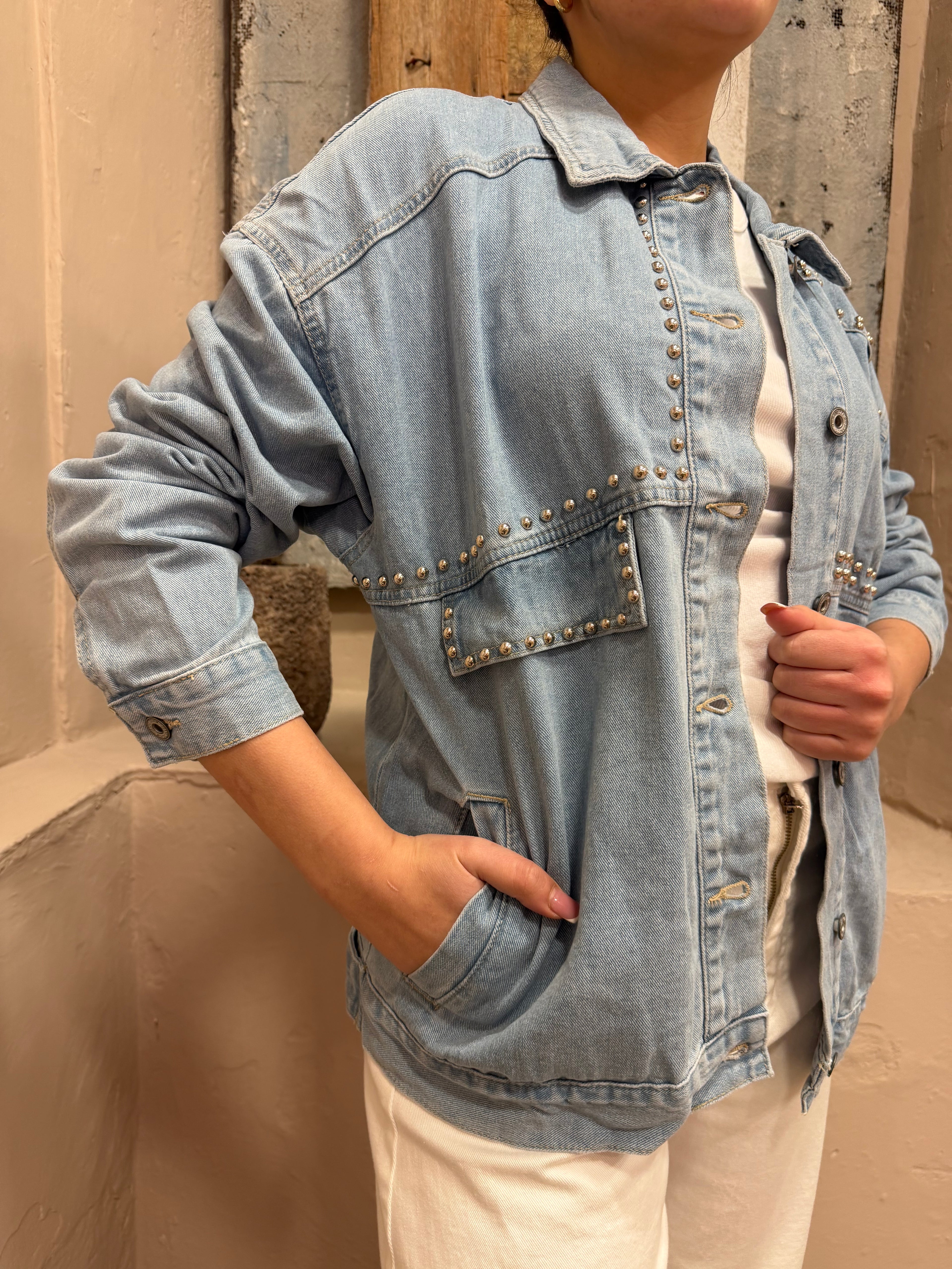 Giacca Jeans Borchie