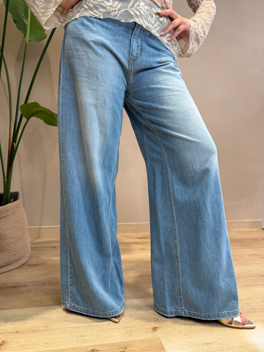 Jeans Denim Wide Leg Donna – Modello Ketty in Cotone