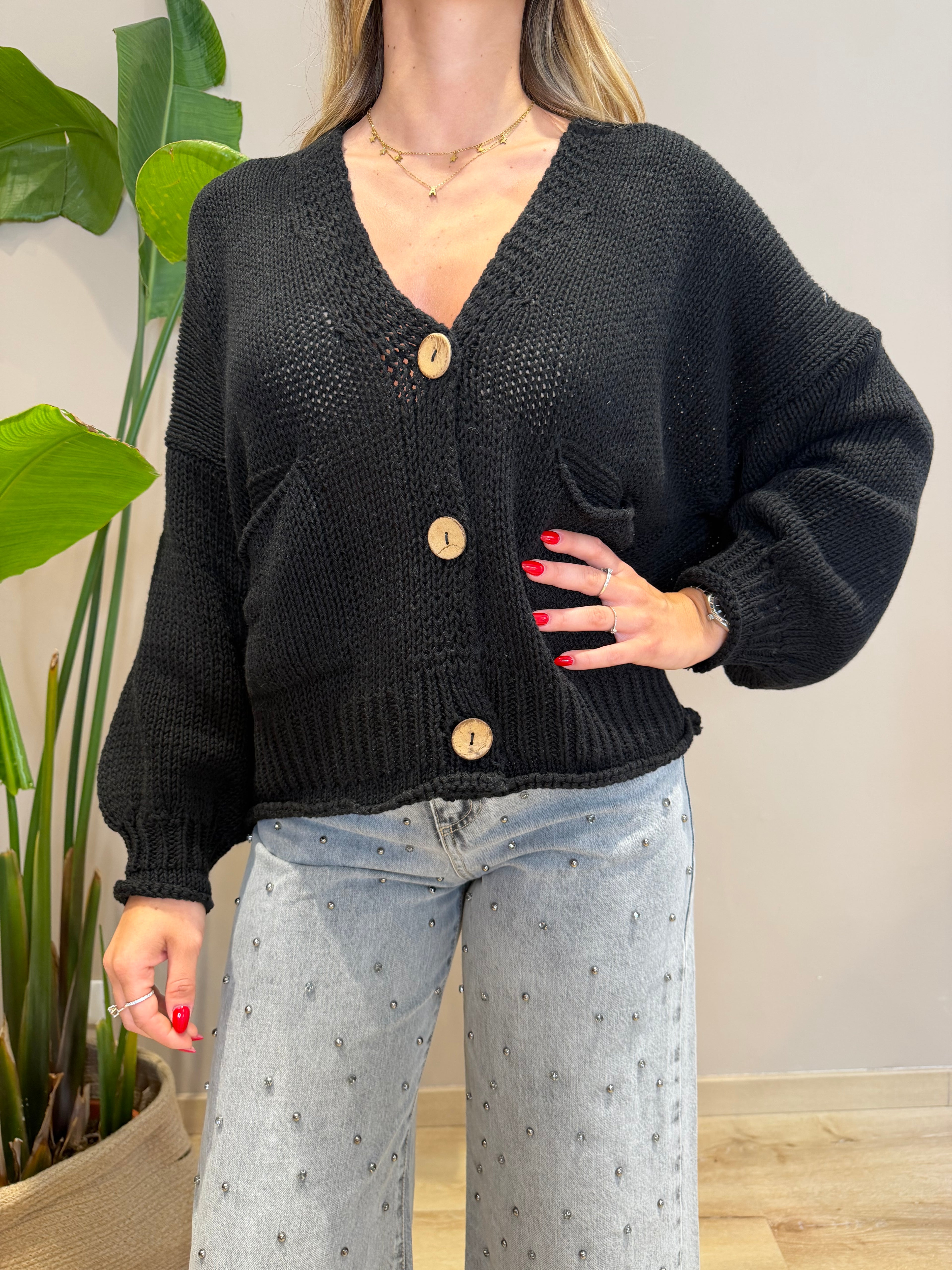 Cardigan bottoni tasche
