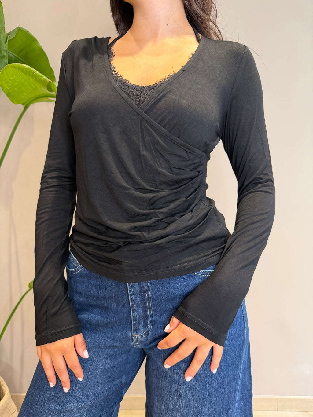 Maglia jersey con pizzo