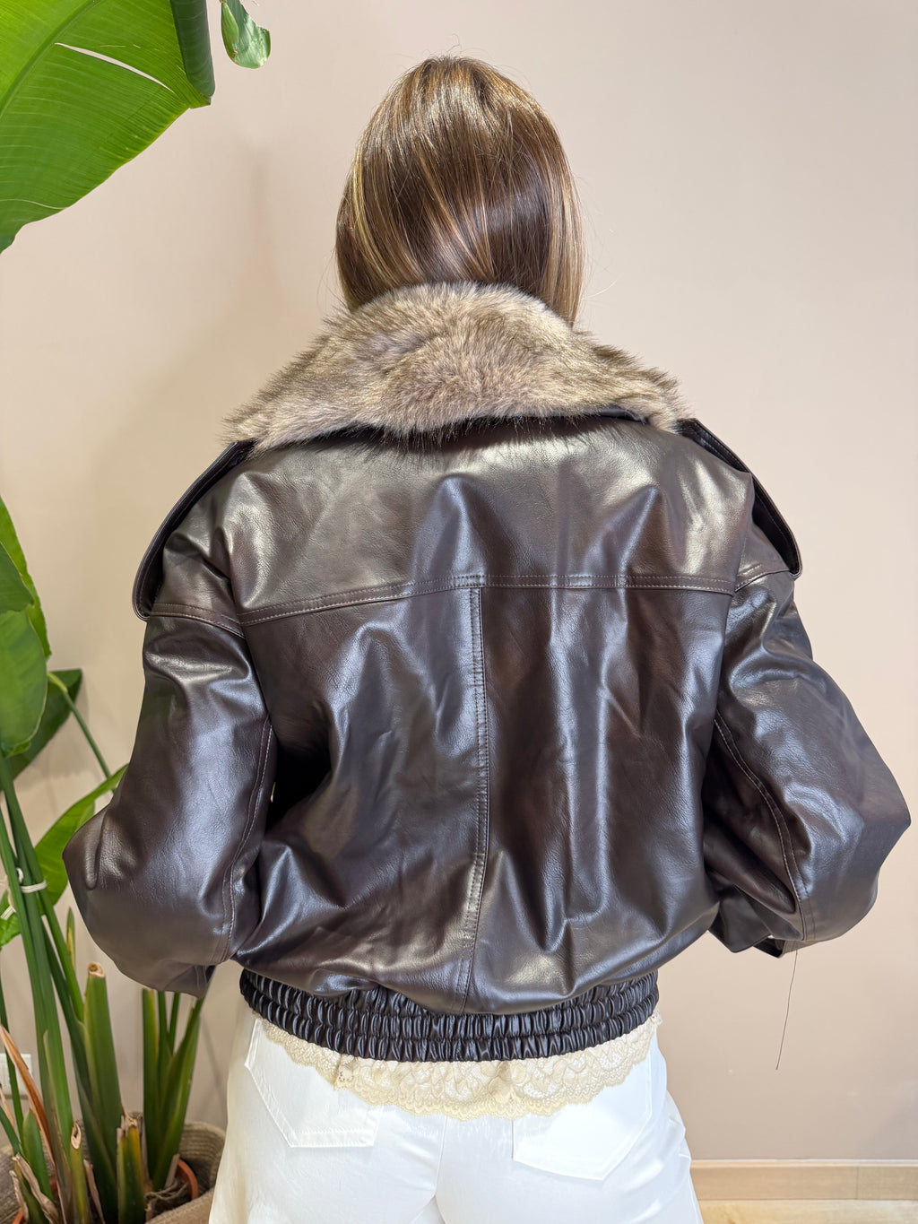 Bomber ecopelle con pelliccia