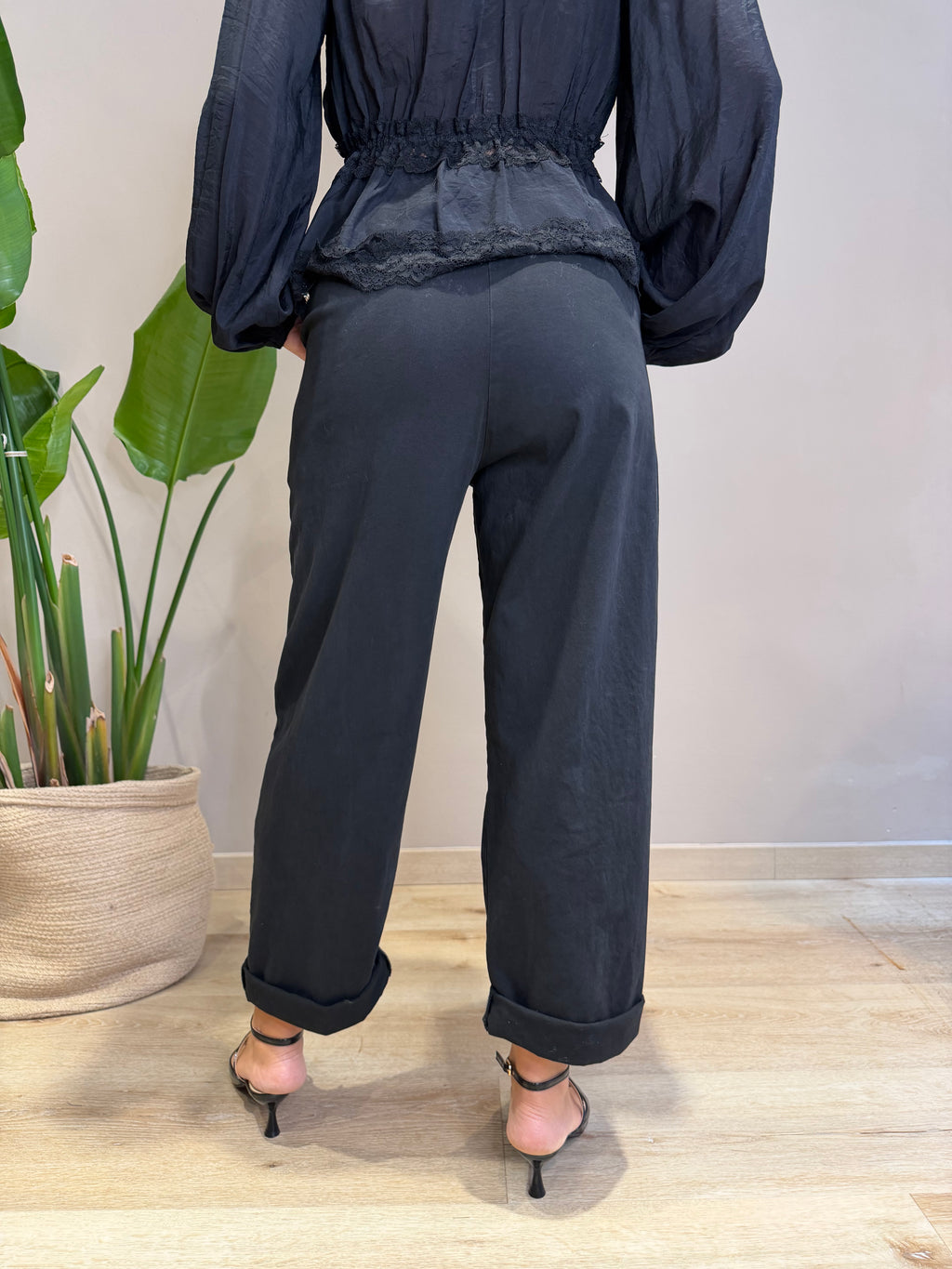 Pantalone cotone elastico in vita