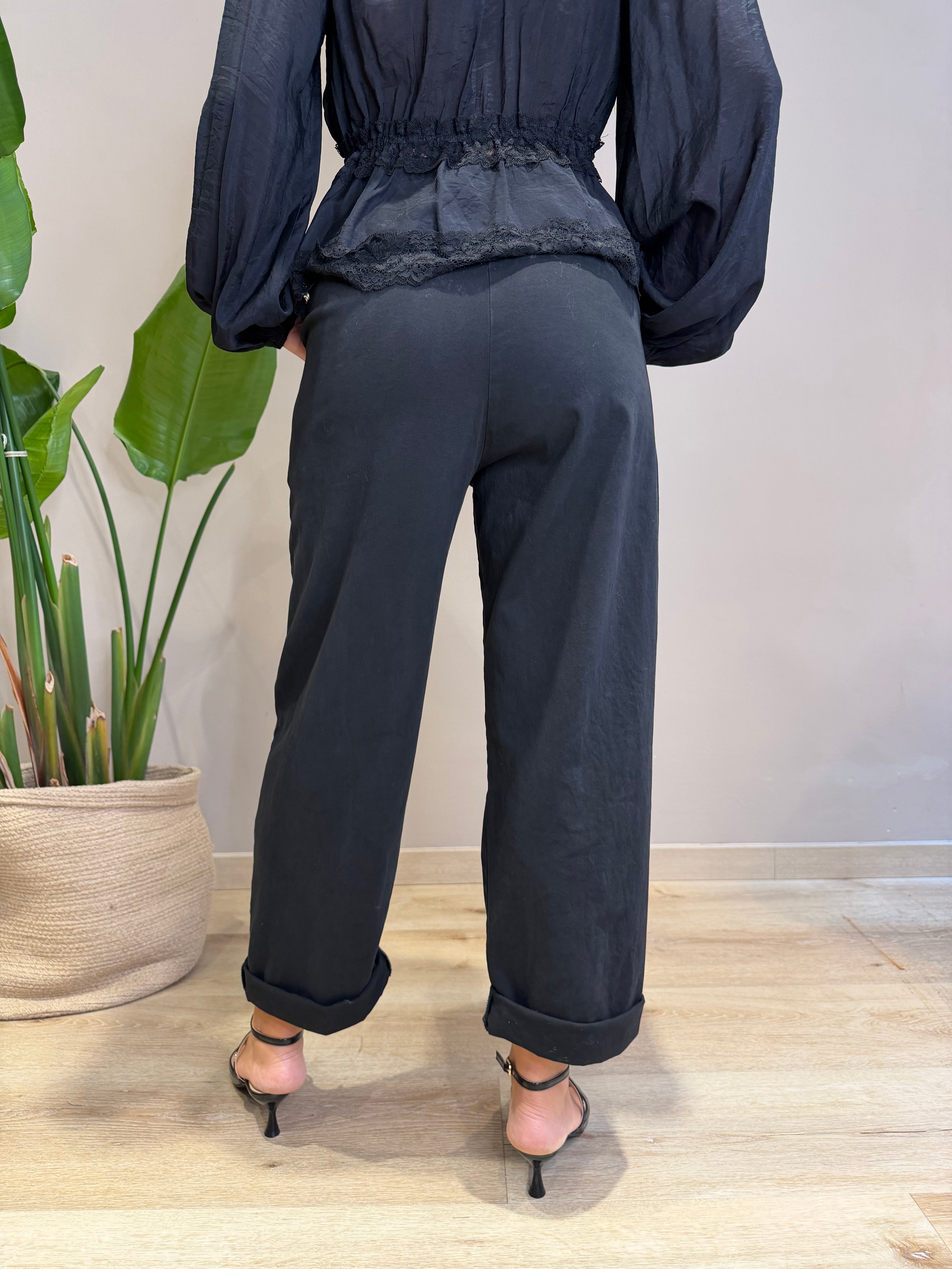 Pantalone cotone elastico in vita