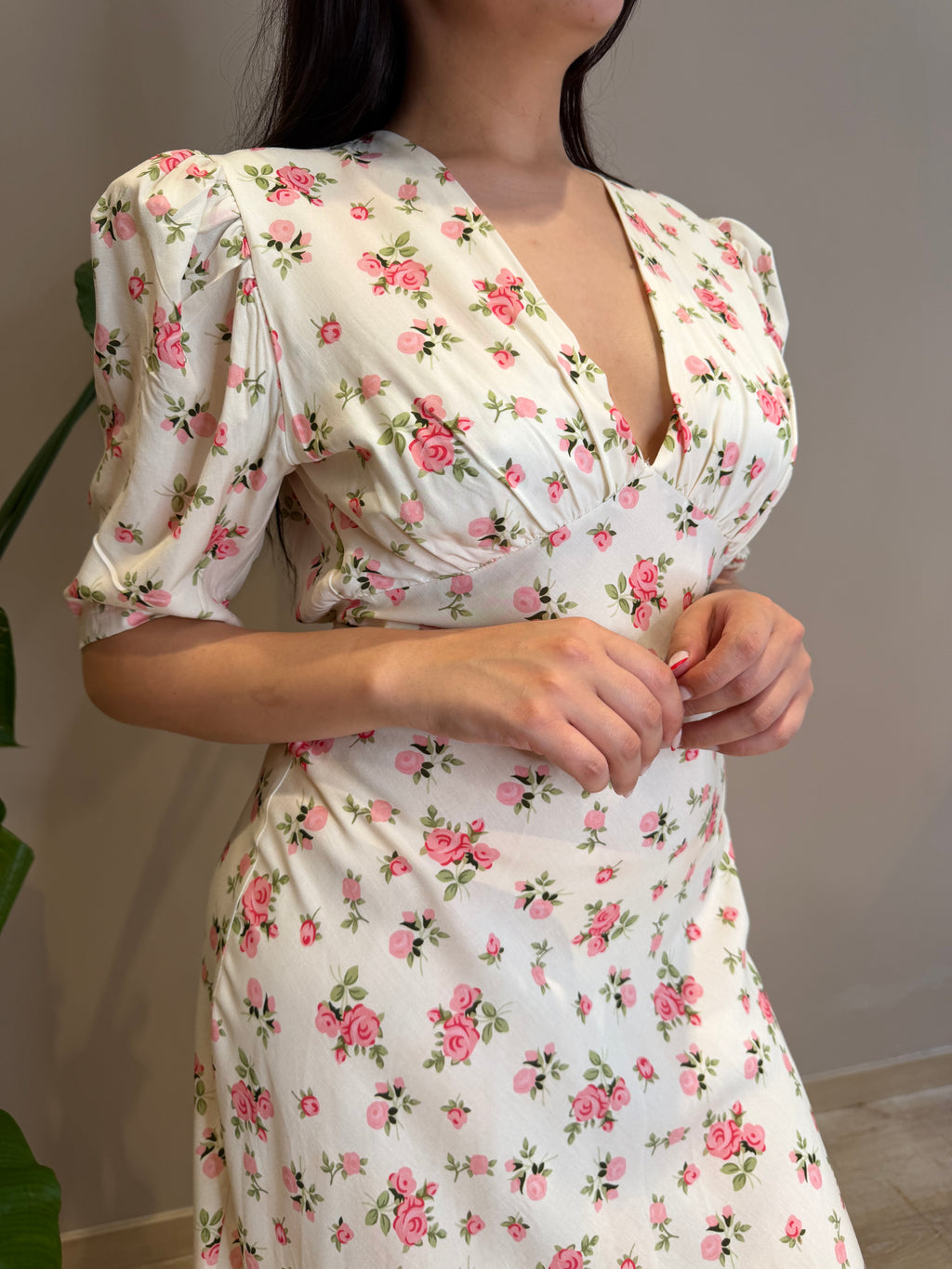 Abito lungo fiori manica corta