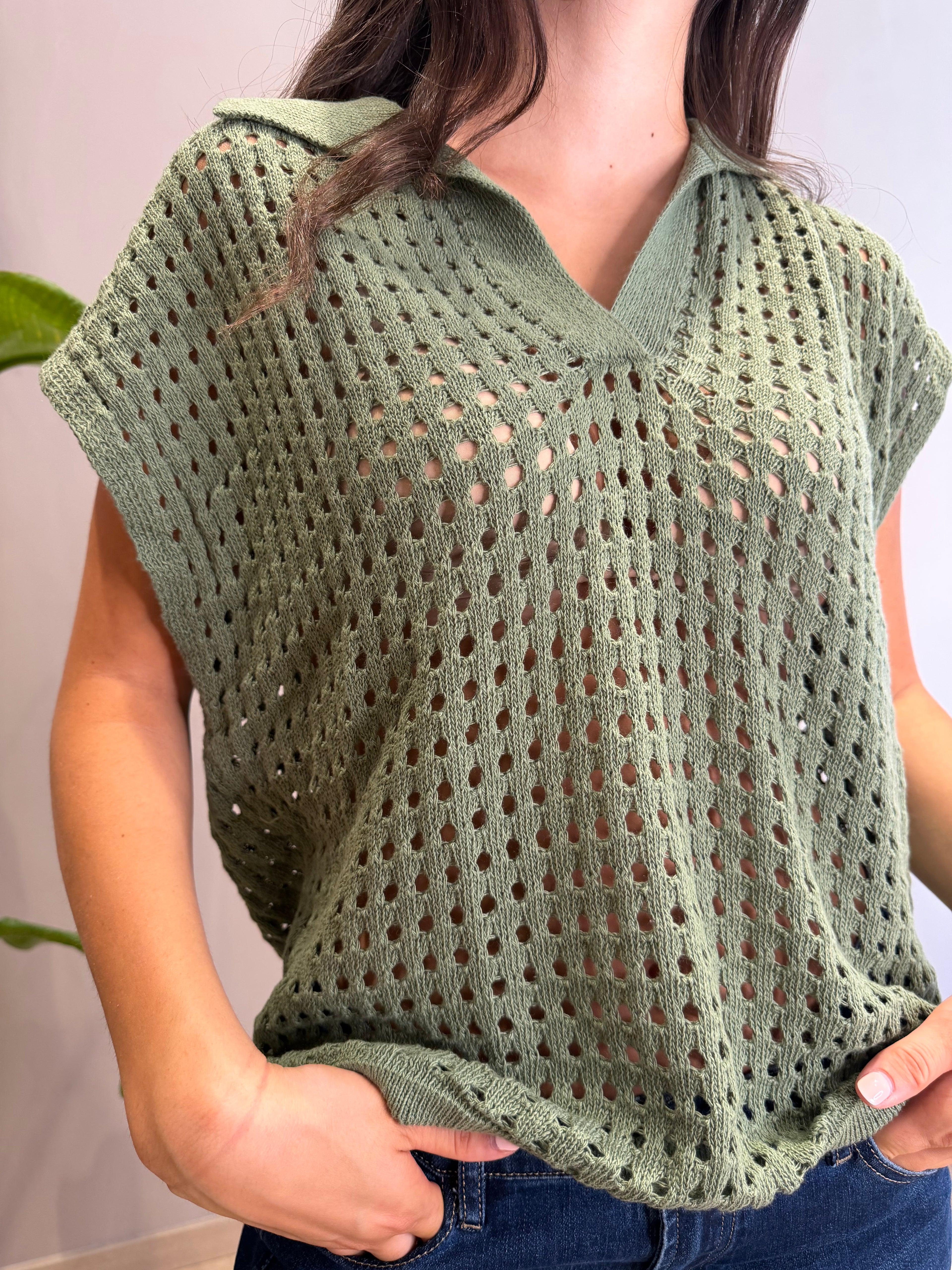Top maglia traforata