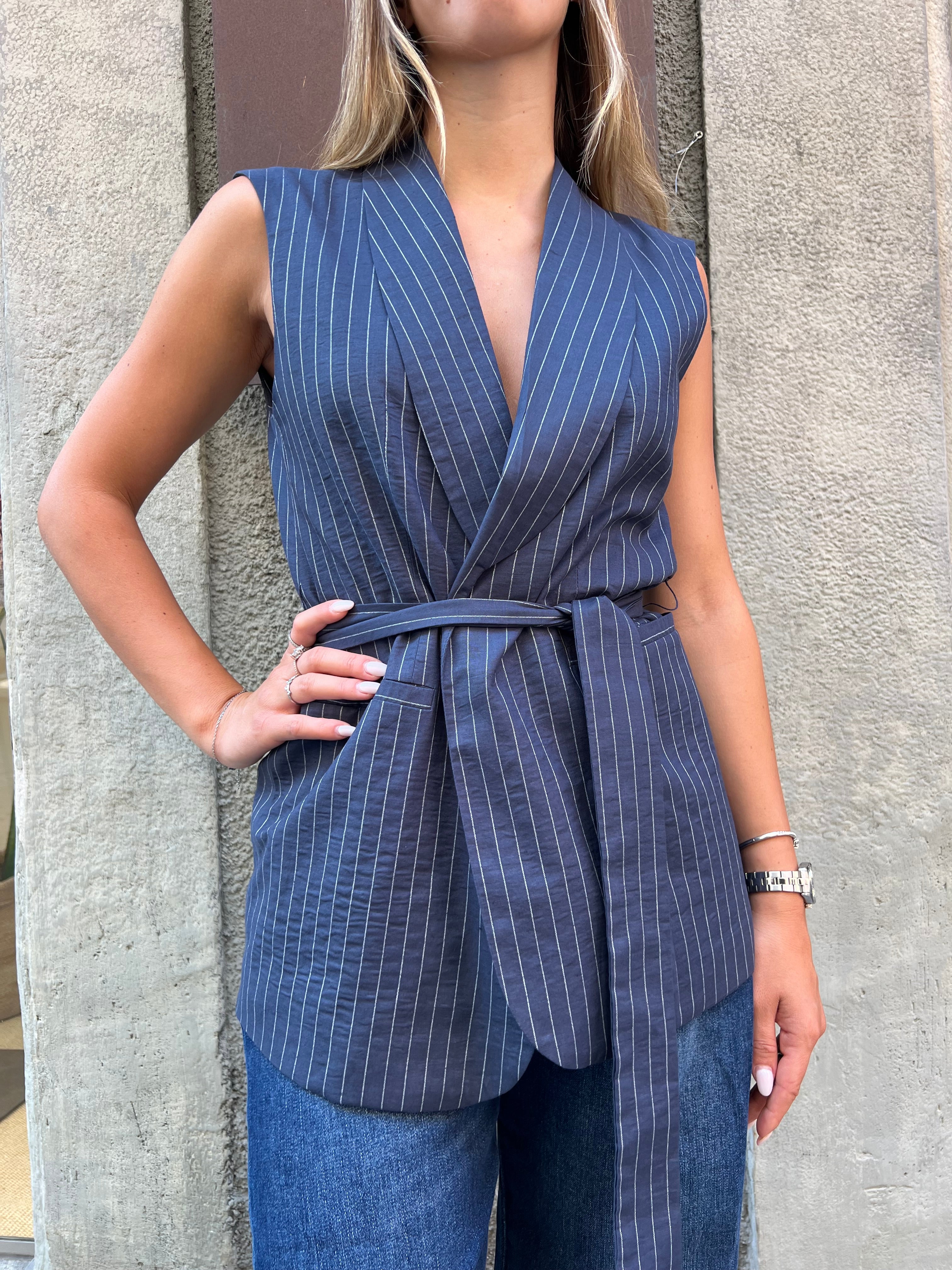 Gilet lino righe