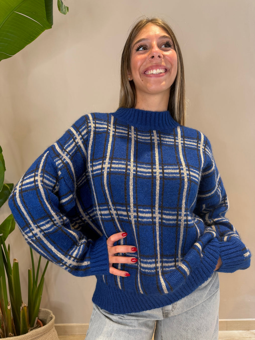 Pull paricollo tartan