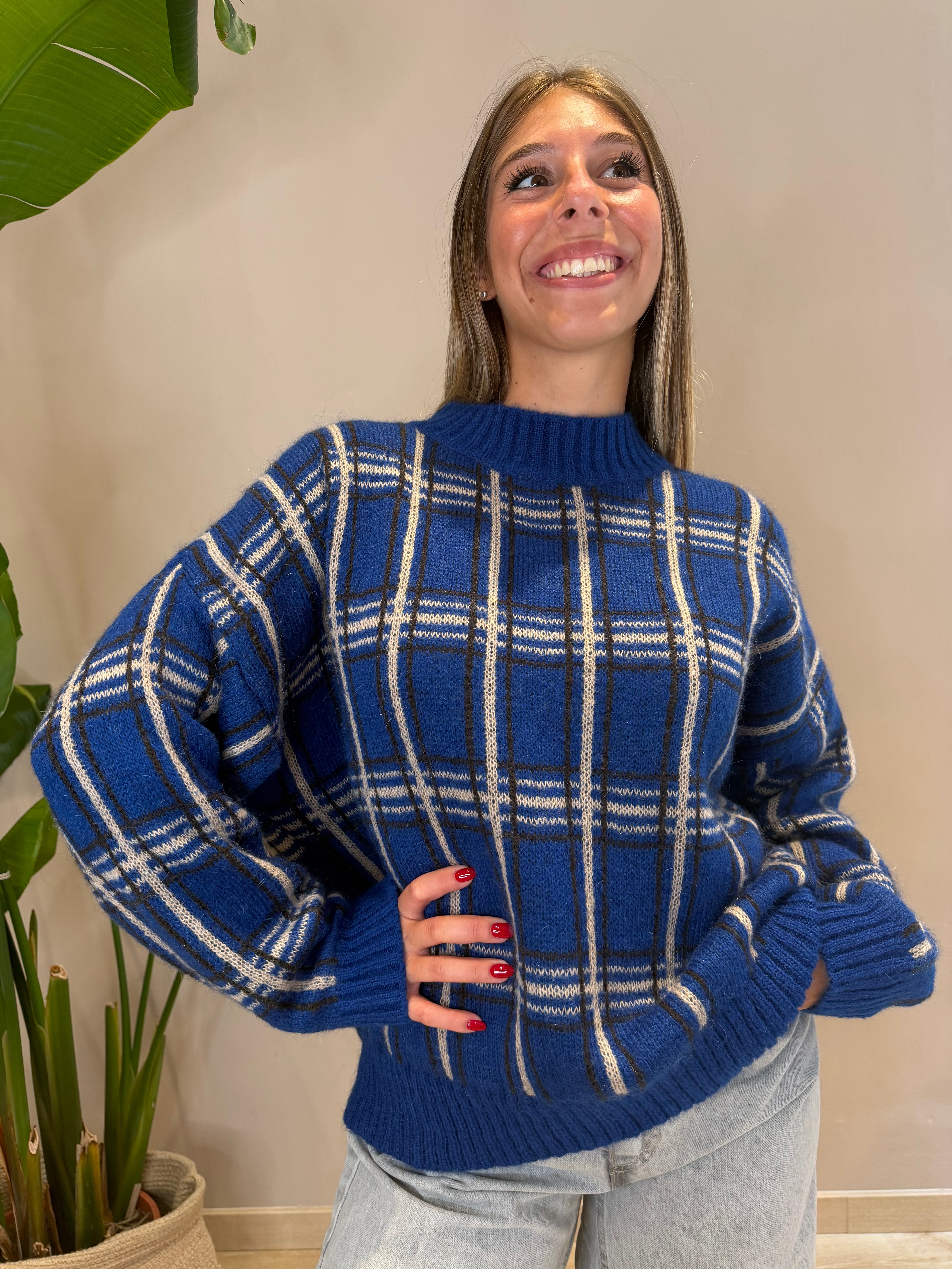 Pull paricollo tartan