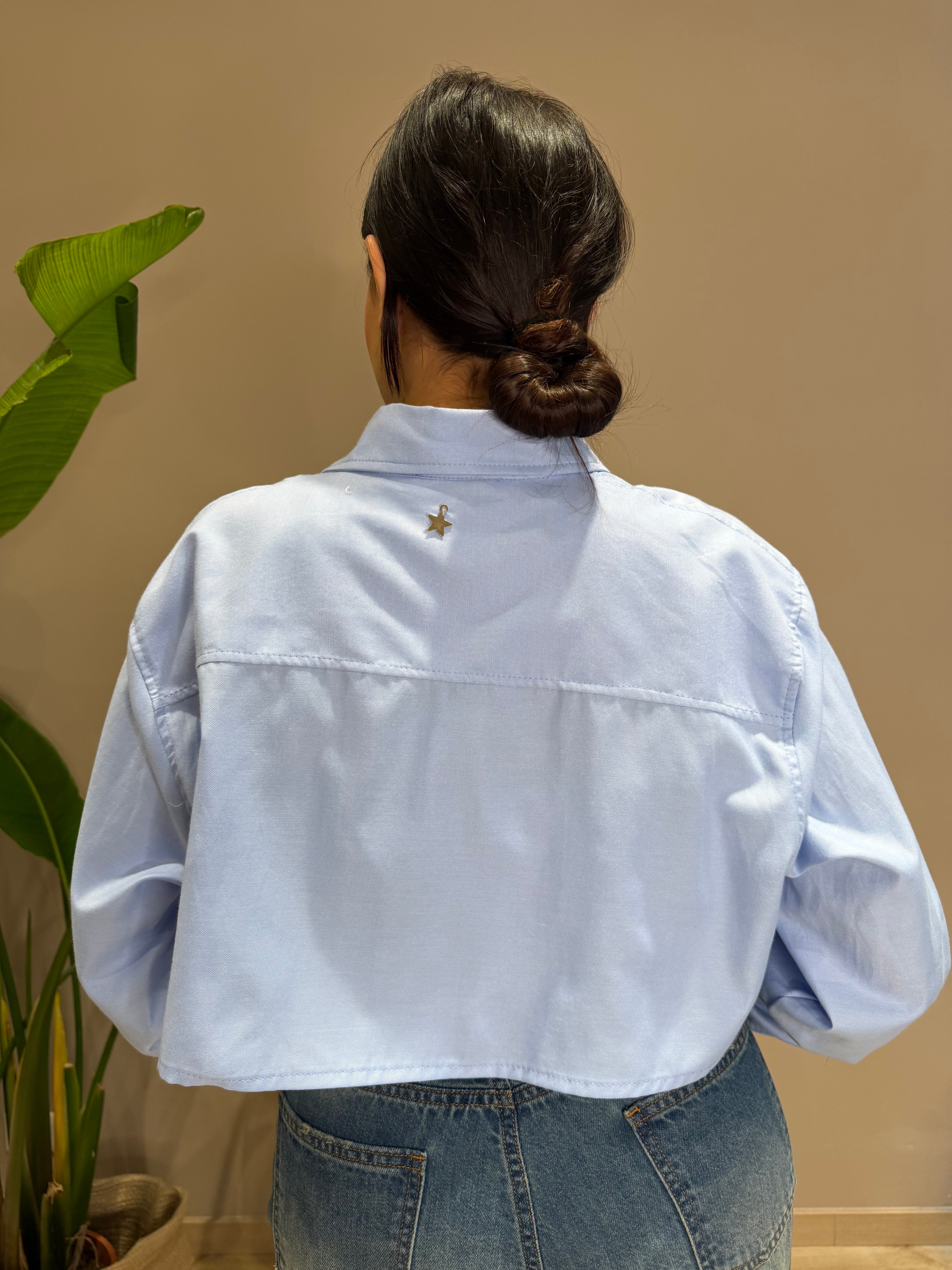 CAMICIA azzurra con top