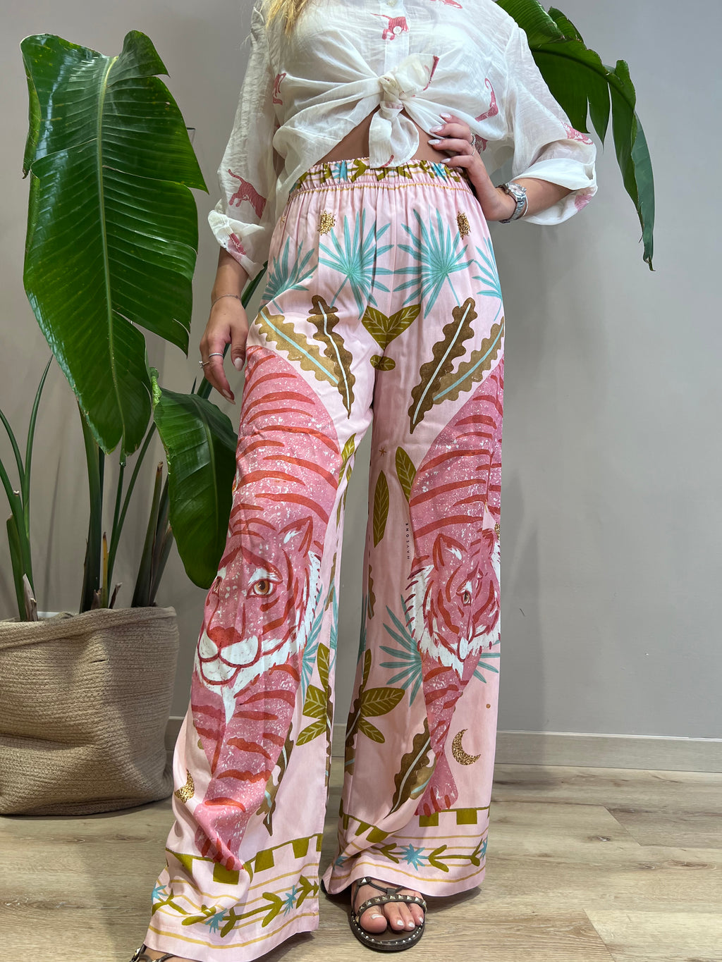 Pantalone lungo fantasia tigre