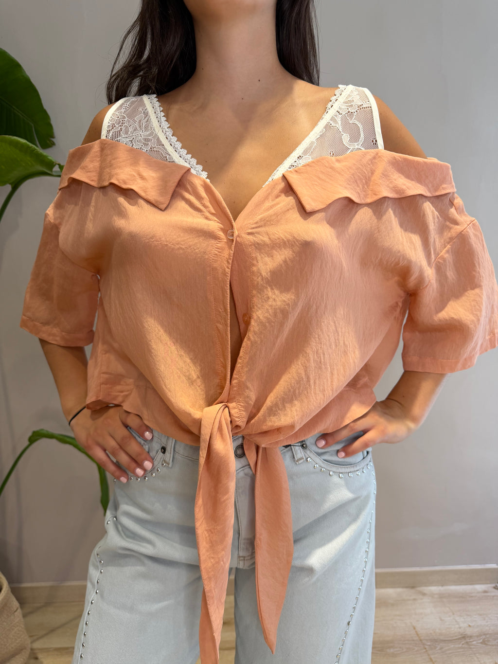 Camicia oblò spalla mussola viscosa
