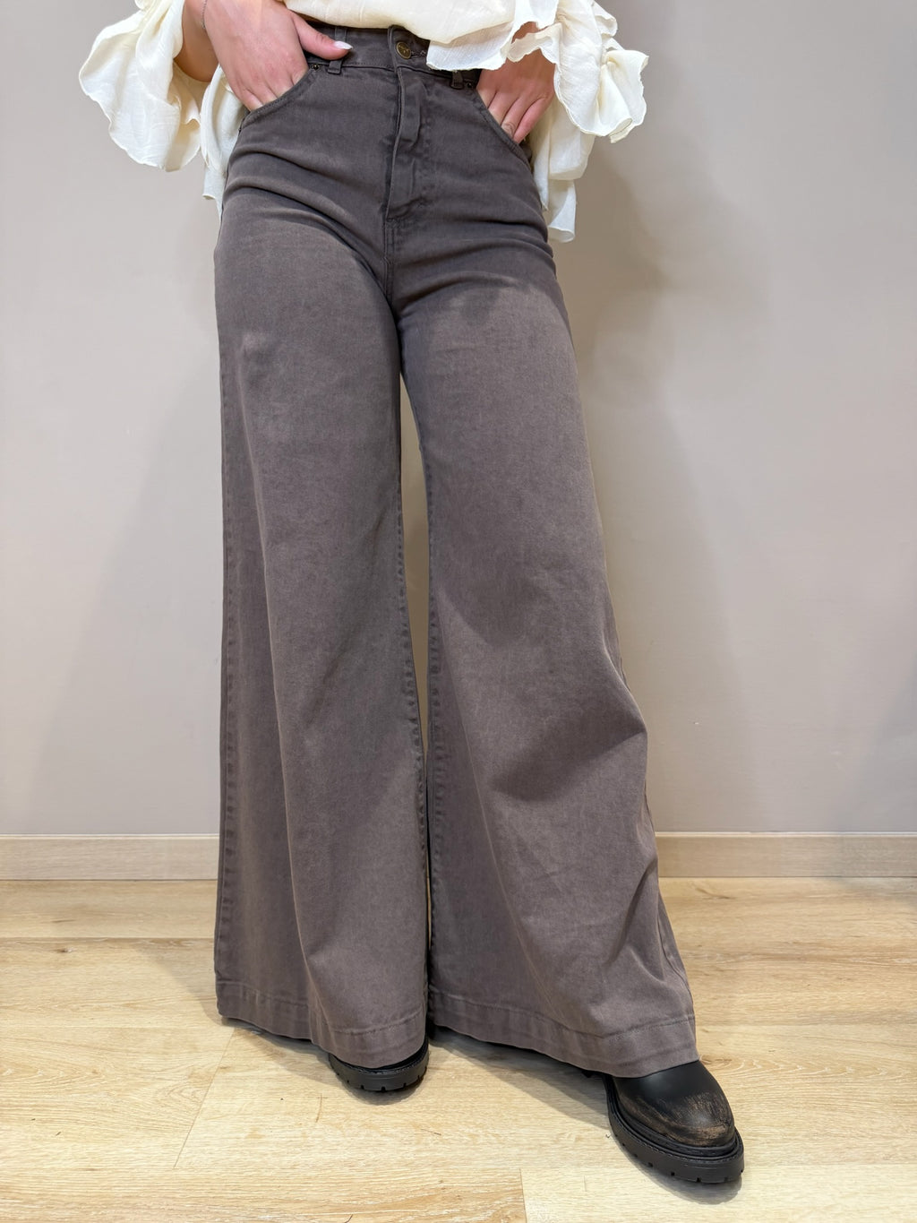 Pantalone in cotone delavè