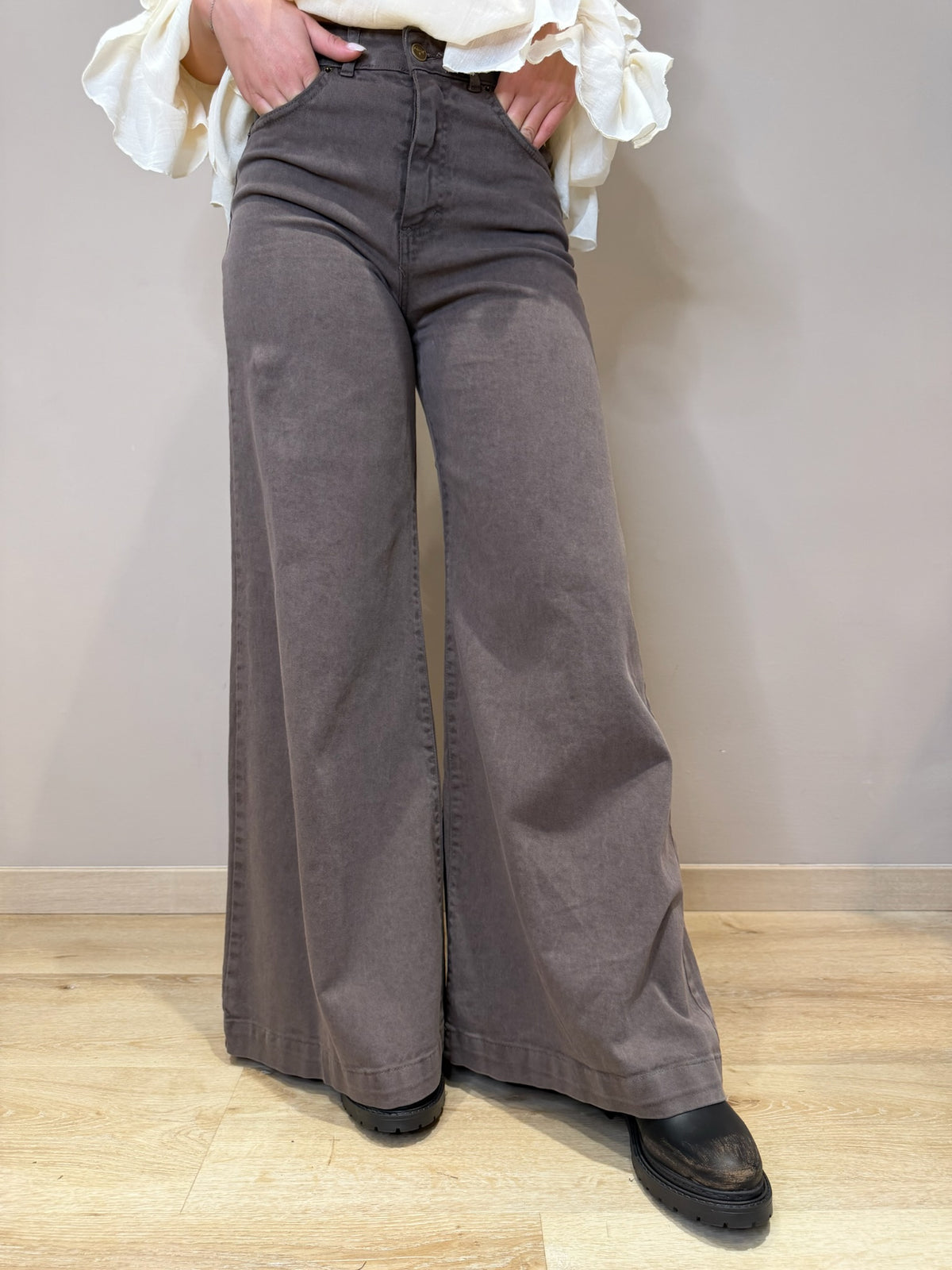 Pantalone in cotone delavè