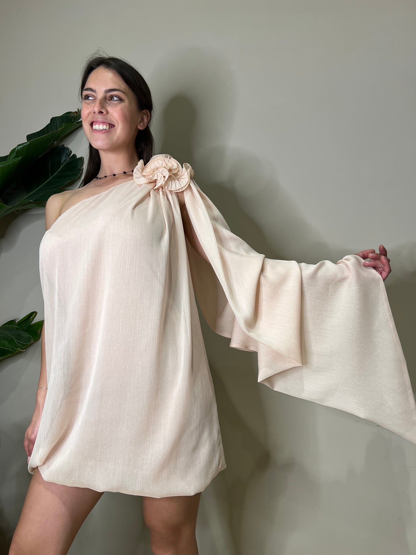 Abito corto monospalla lurex