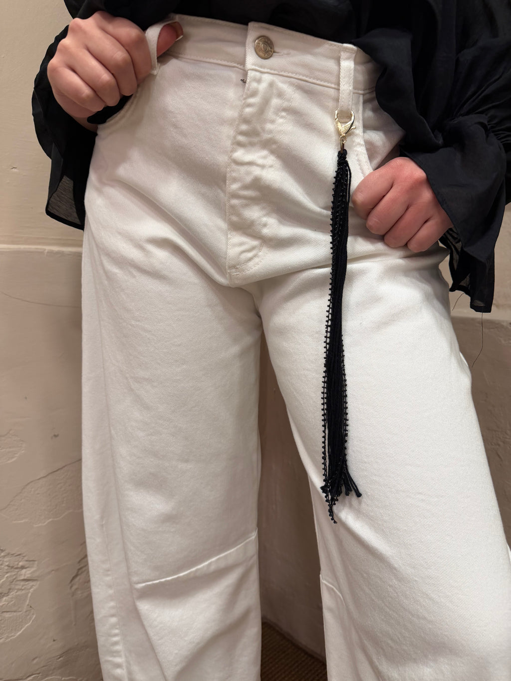 Pantalone denim bianco