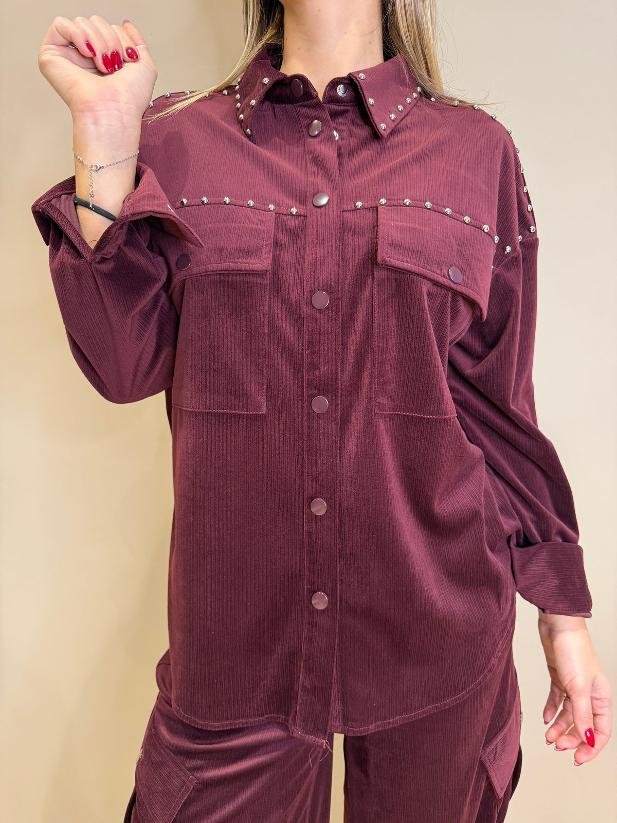 Camicia velluto borchie