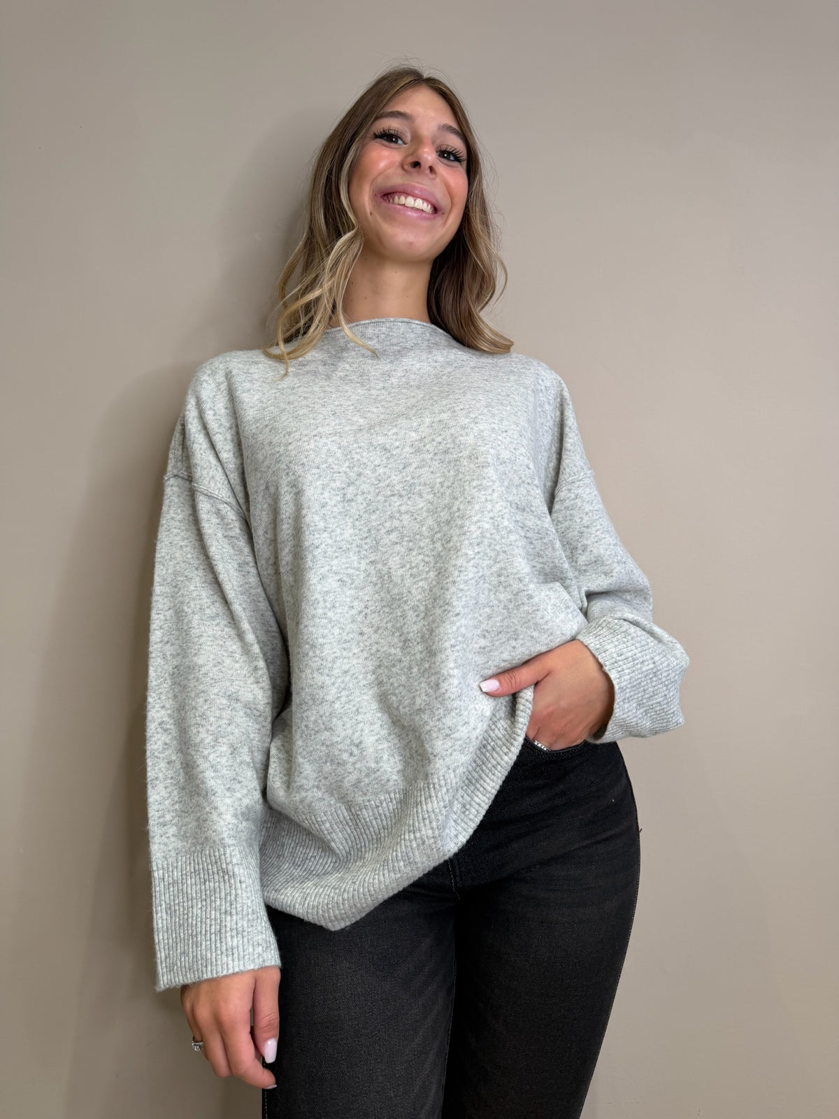 Maglia over bordo costina