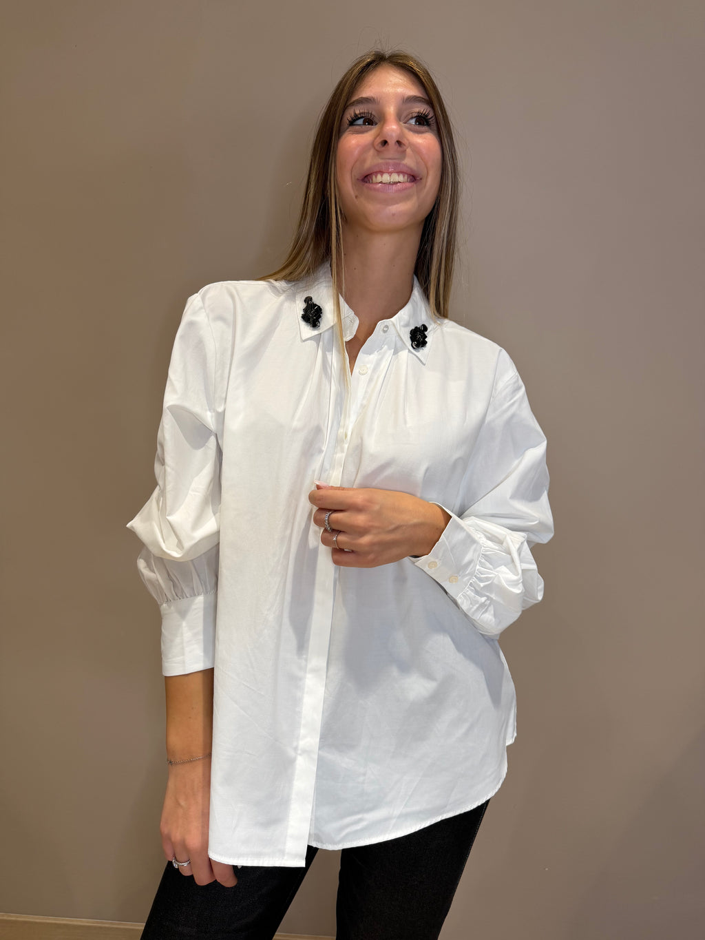 Camicia colletto strass