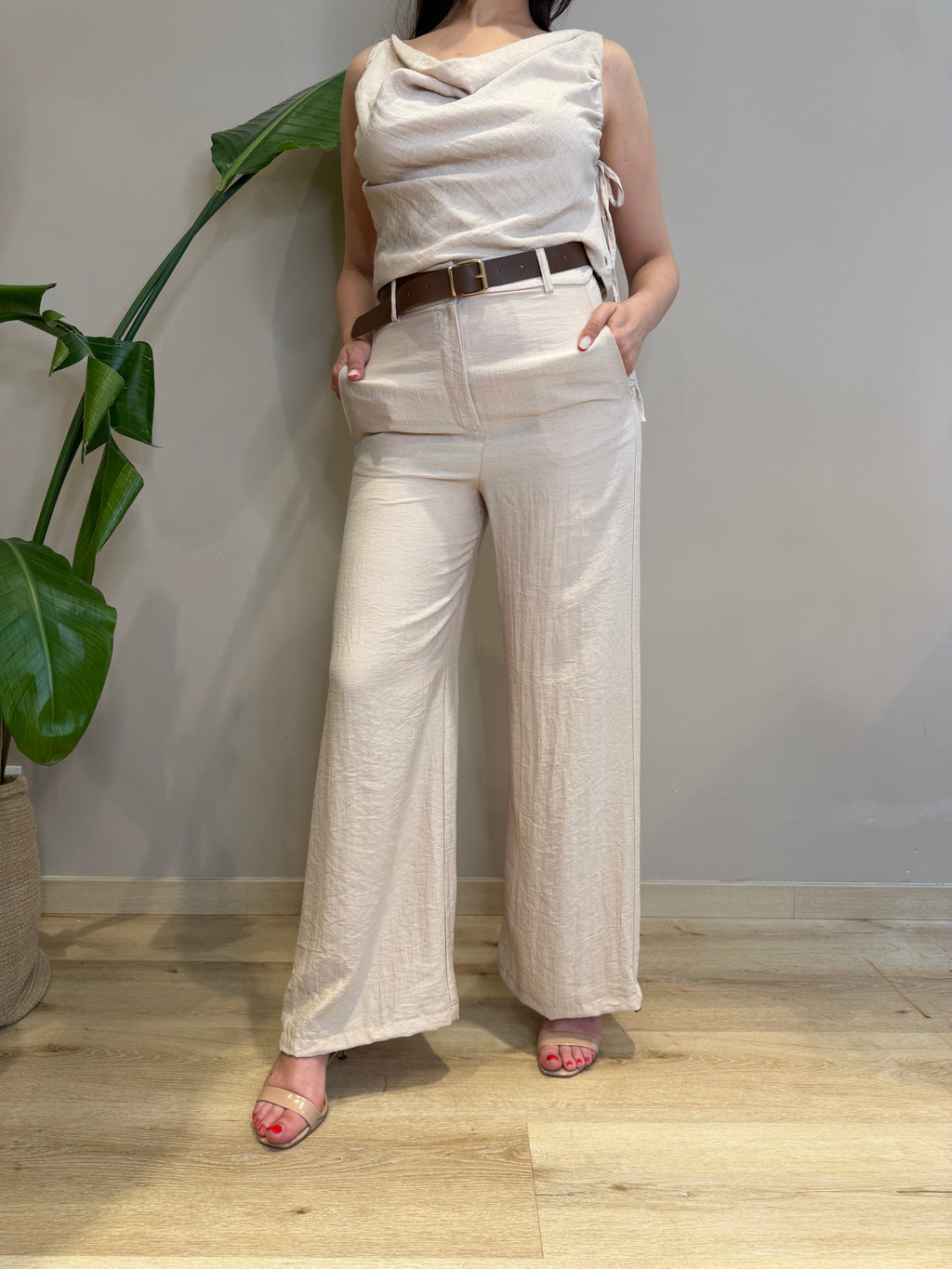 Pantalone lino sabbia