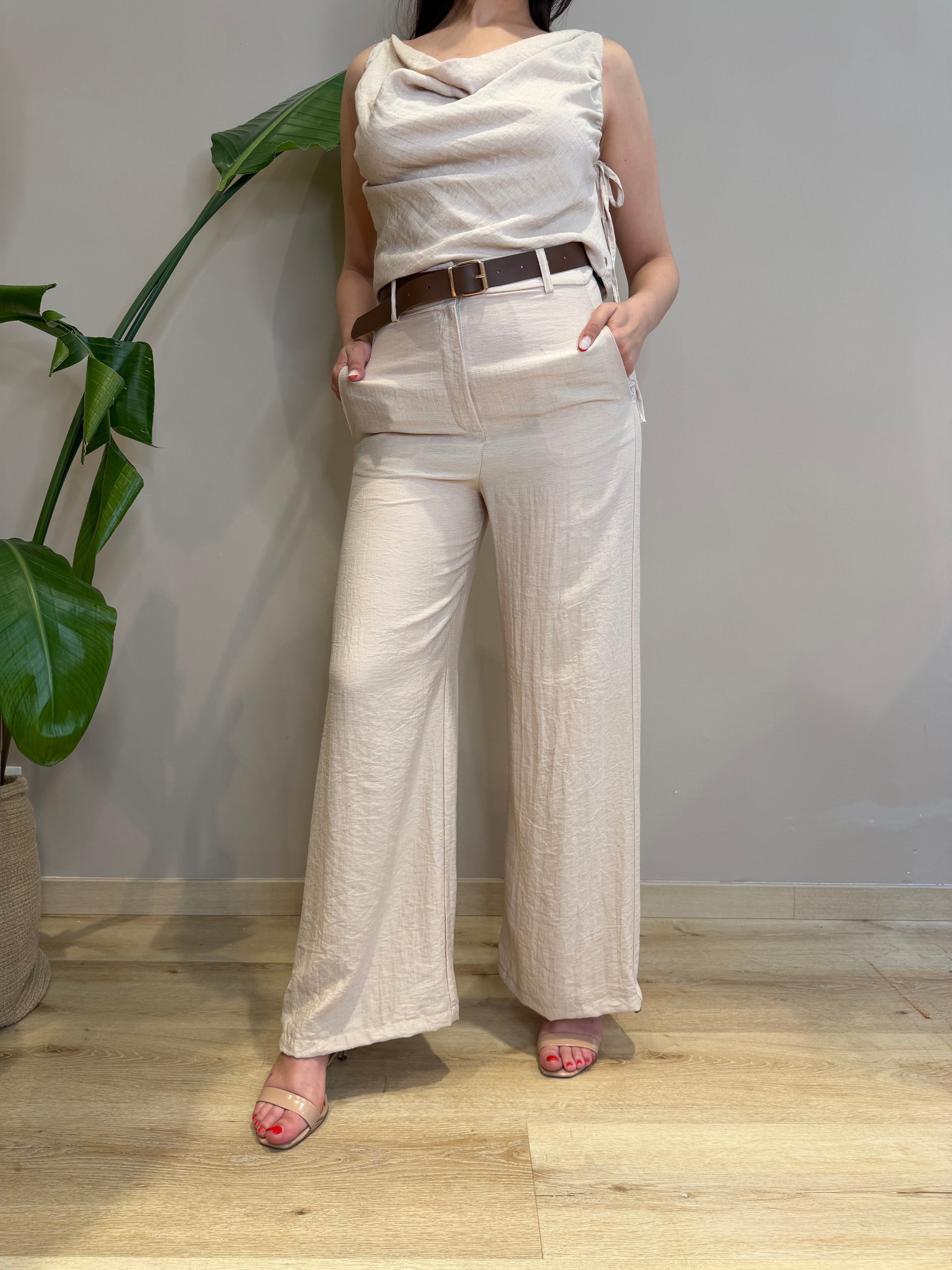 Pantalone lino sabbia