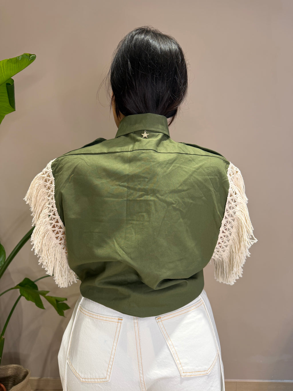 CAMICIA gilet con frangia