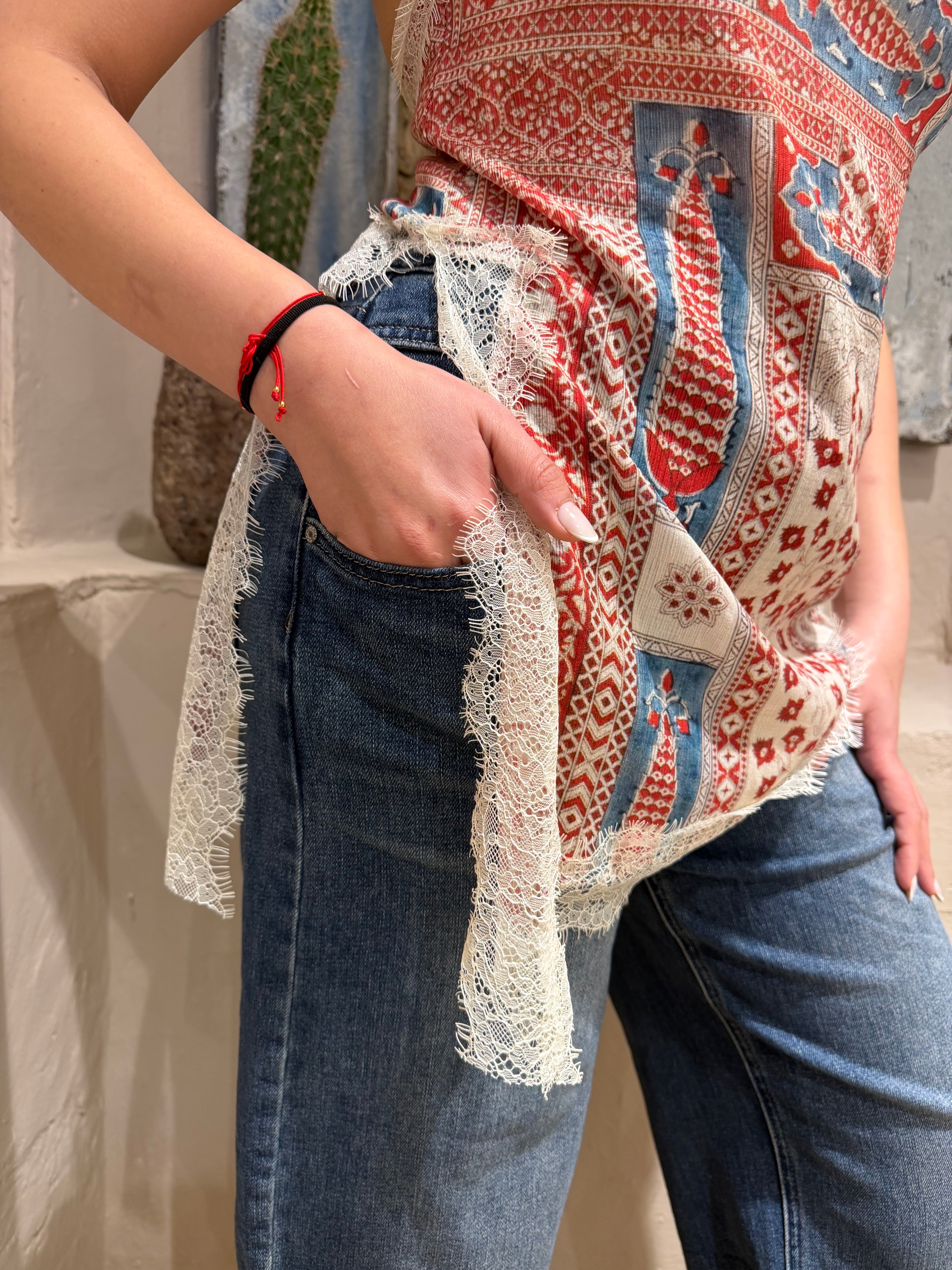 Top Stampa Foulard Con Inserto