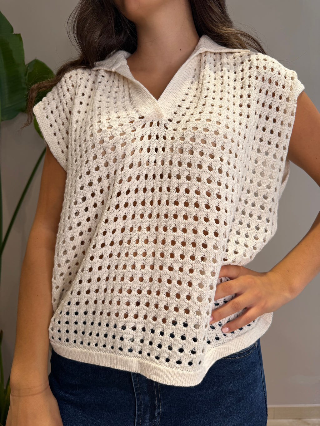 Top maglia traforata