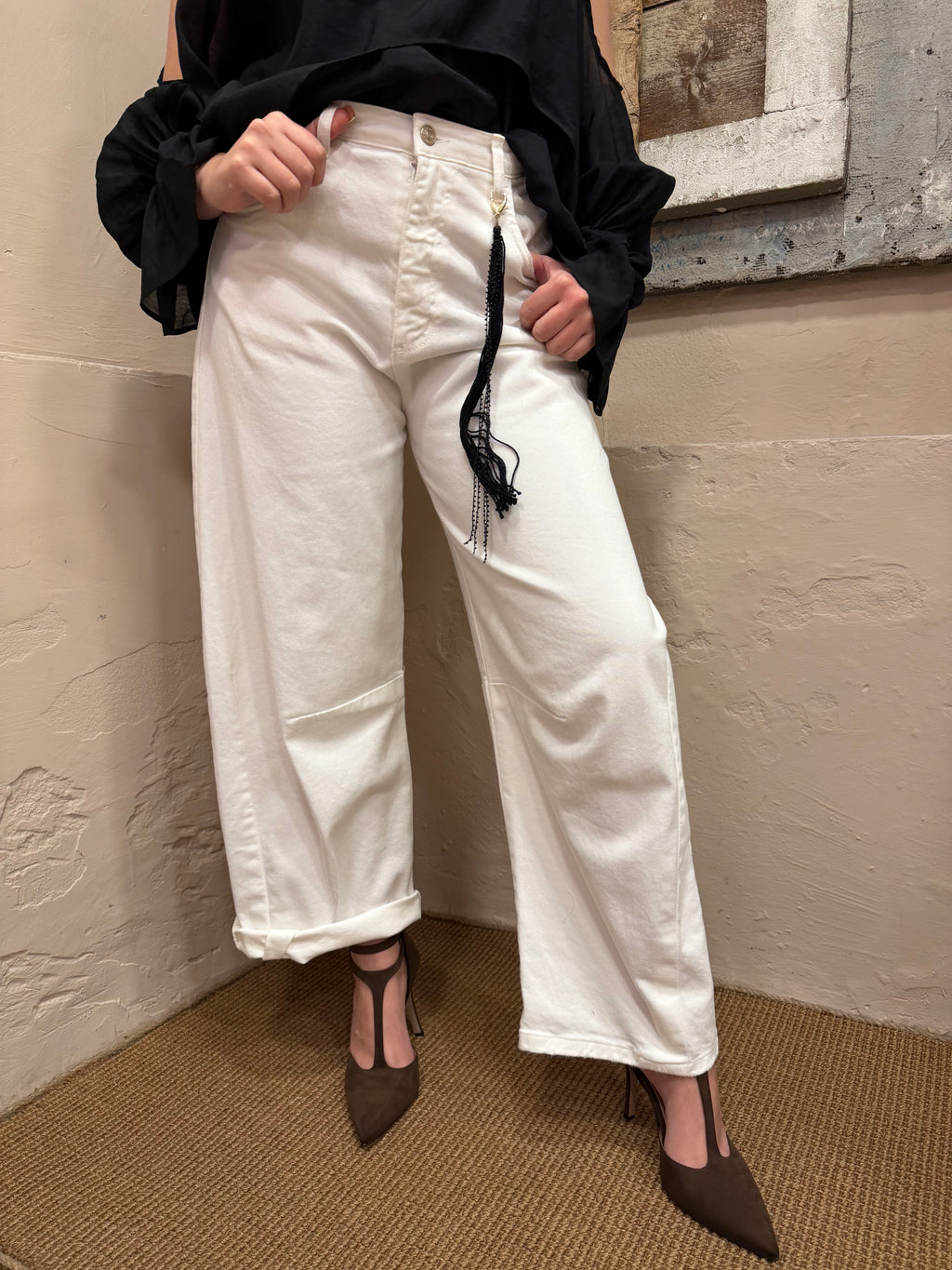 Pantalone denim bianco