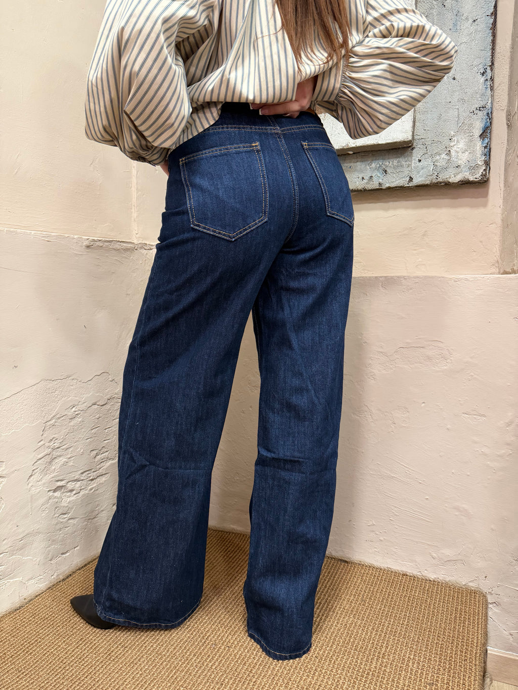 Denim a palazzo tessuto fermo