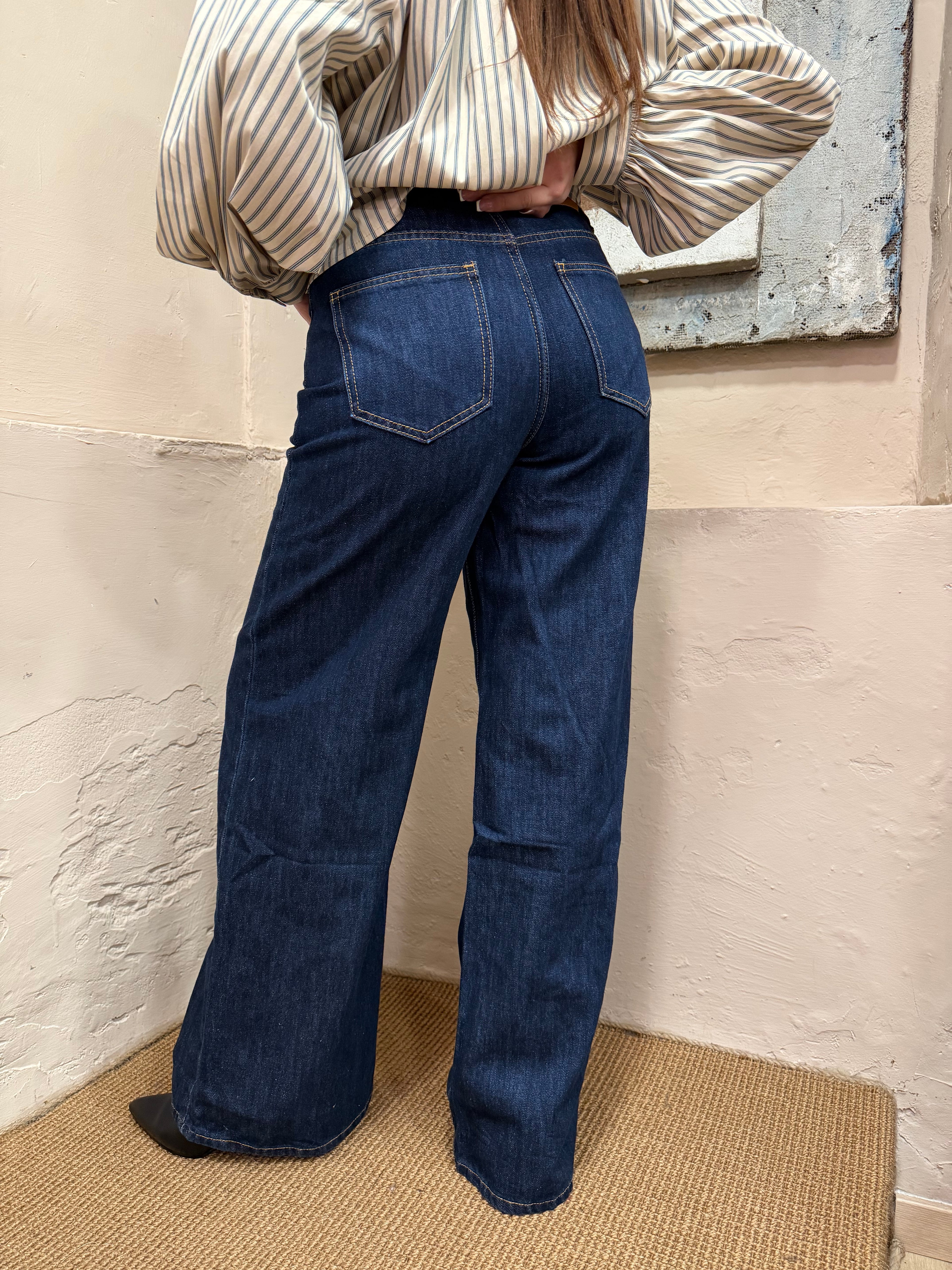 Denim a palazzo tessuto fermo