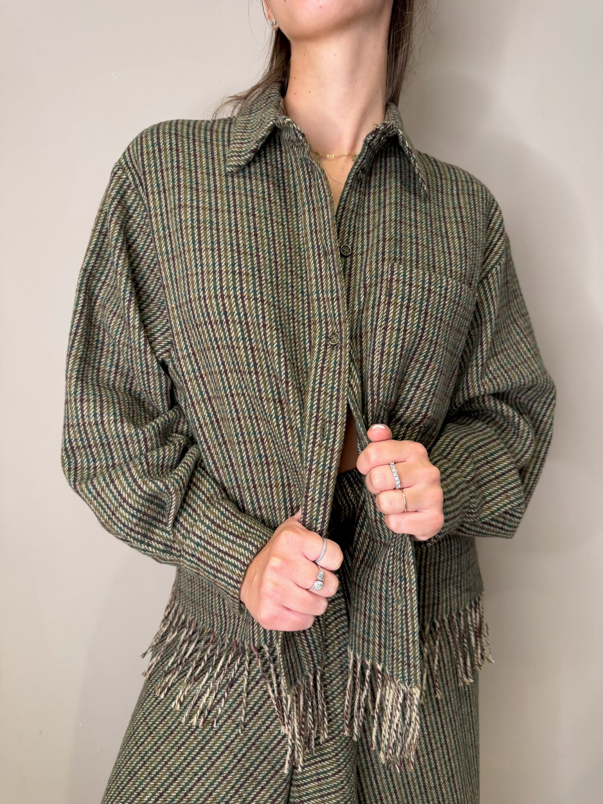 Camicia frangia micro pied de poule