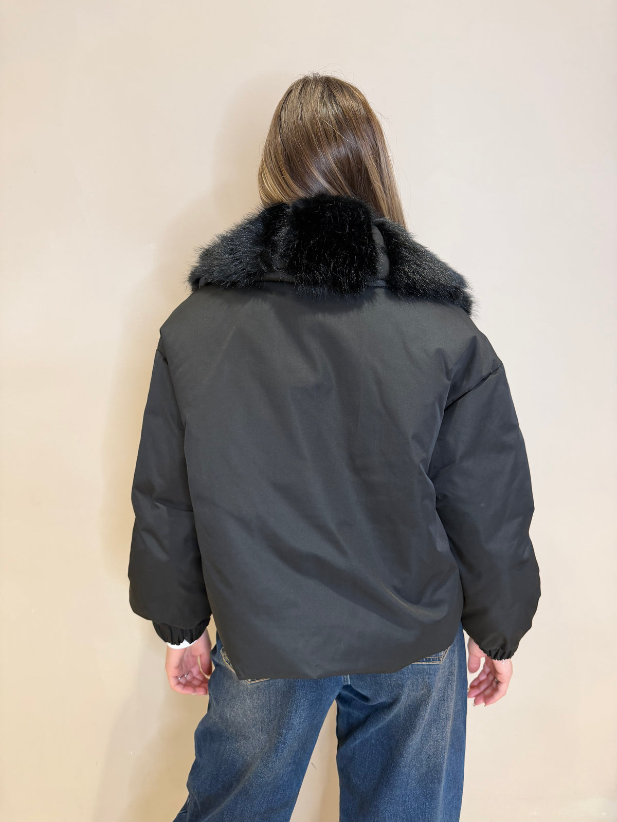 Bomber impermeabile con ecopelliccia rimovibile