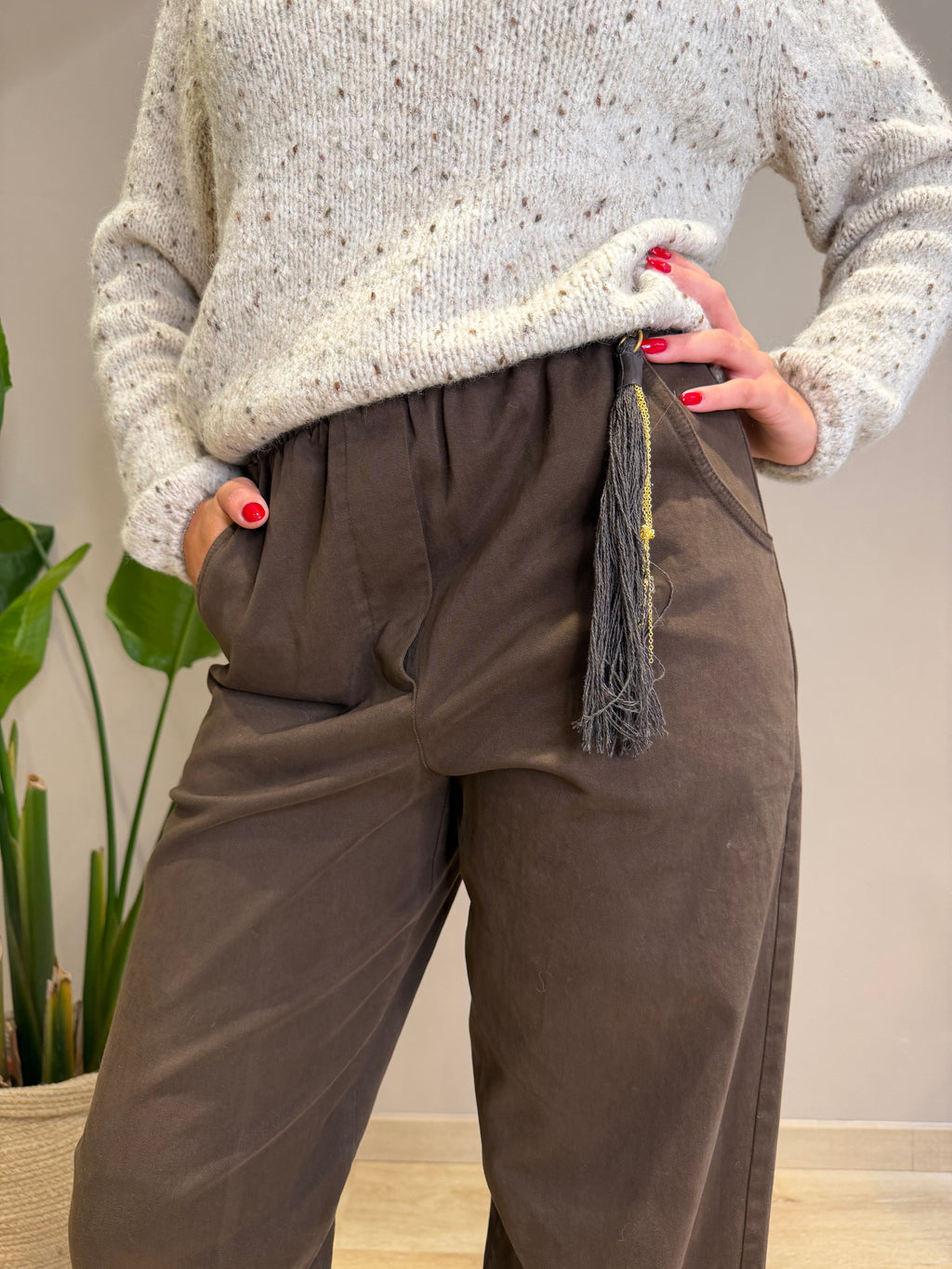 Pantalone cotone elastico in vita