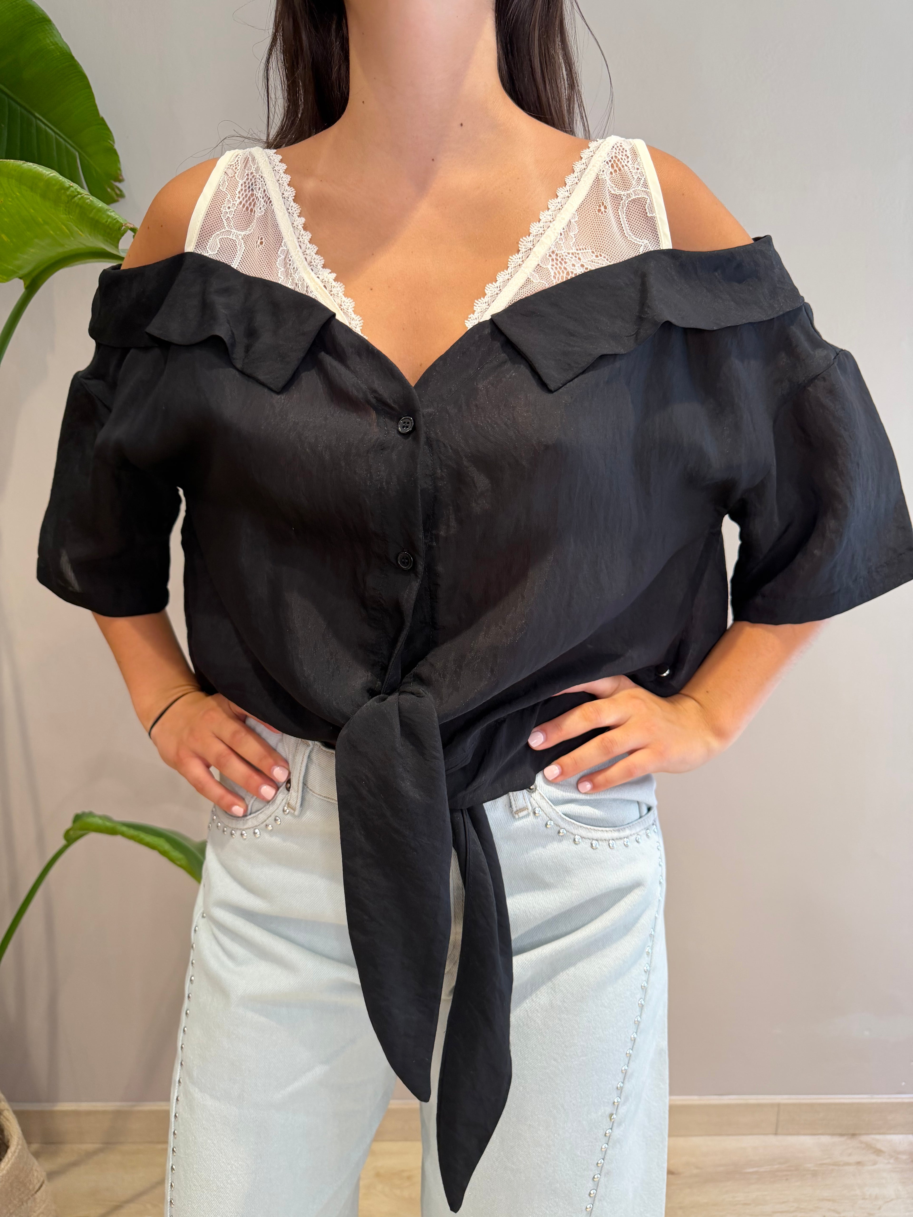 Camicia oblò spalla mussola viscosa