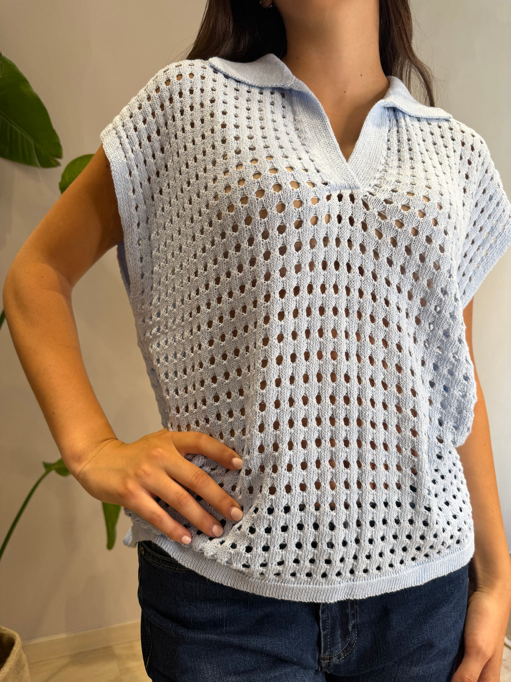 Top maglia traforata