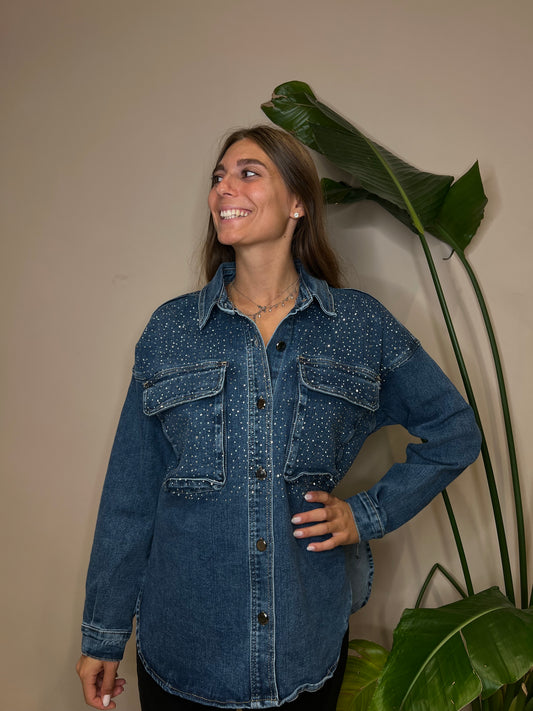 Camicia jeans swarovsky