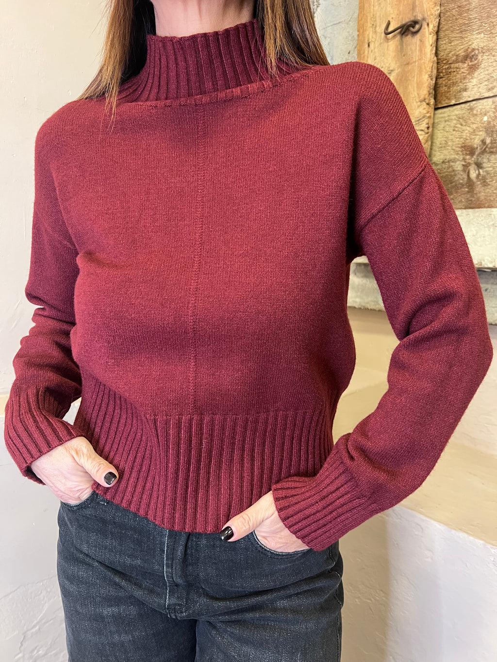 Maglia viscosa collo costina