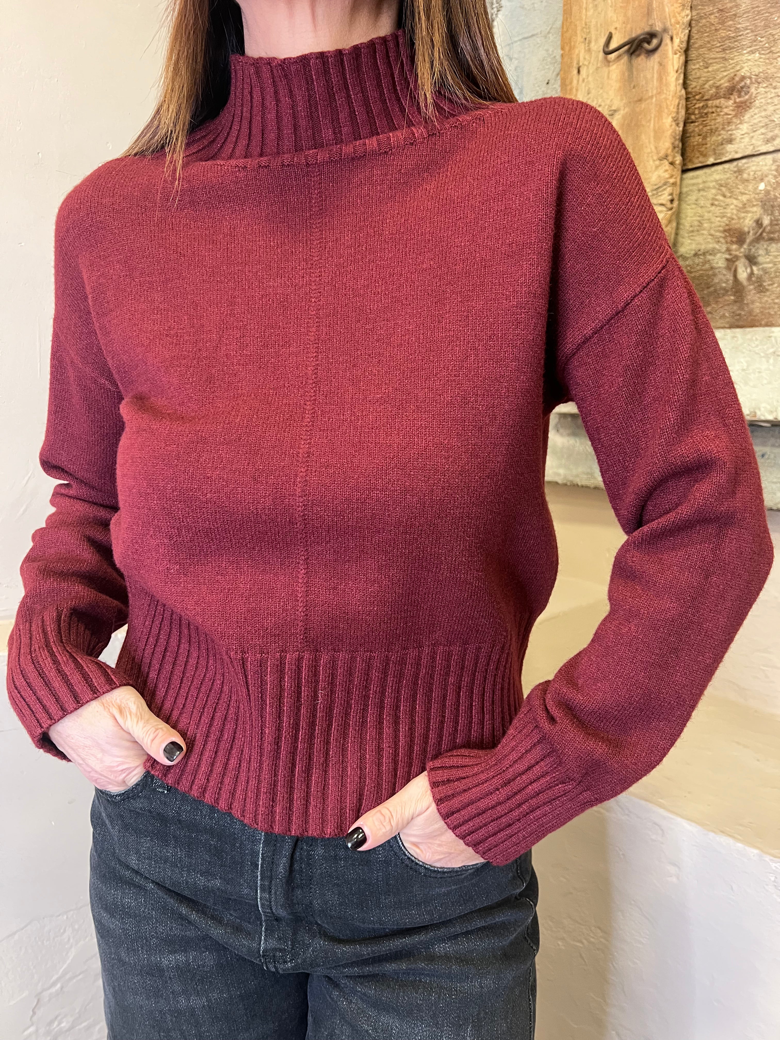 Maglia viscosa collo costina