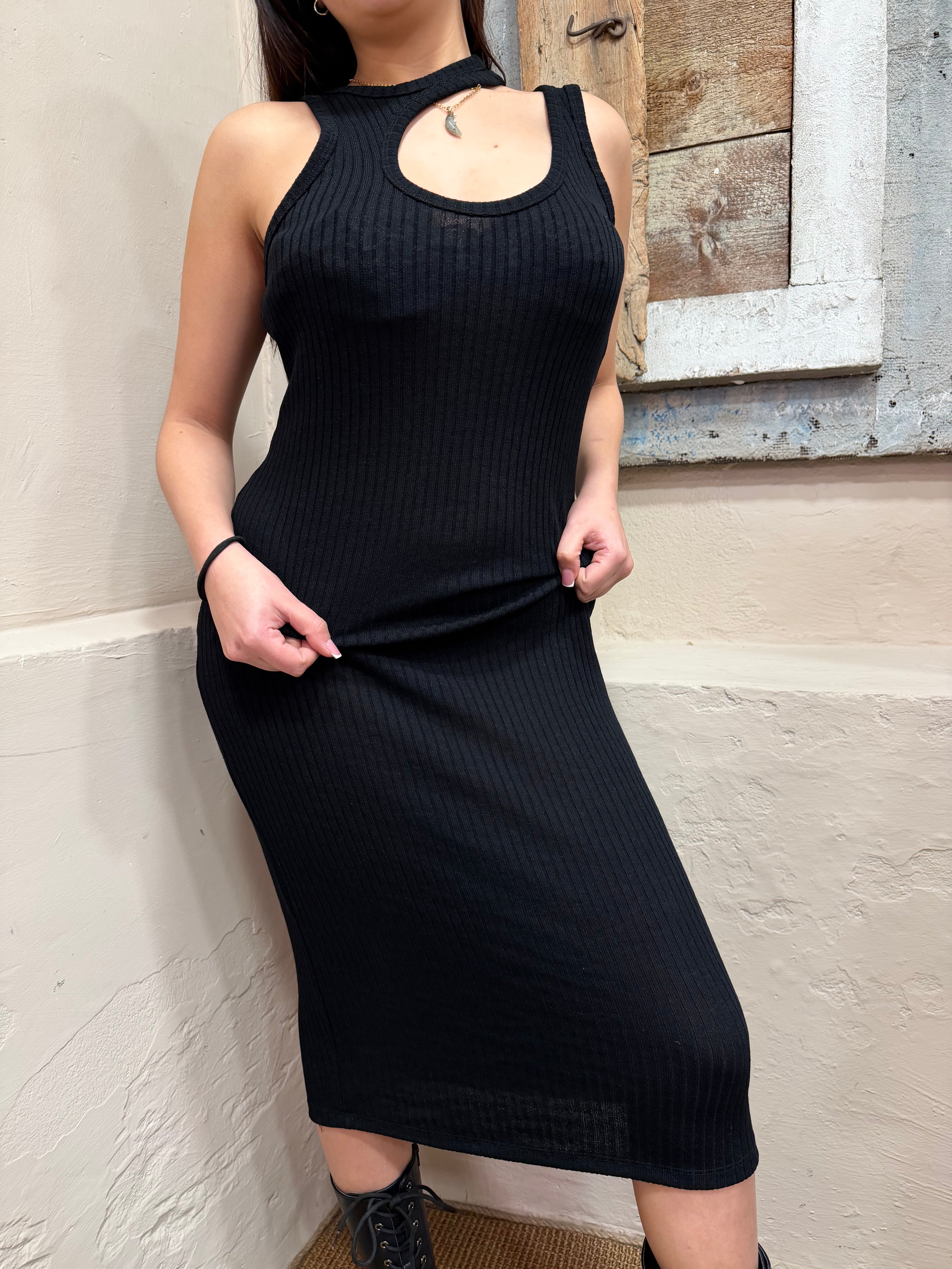 Abito costina scollo asimmetrico