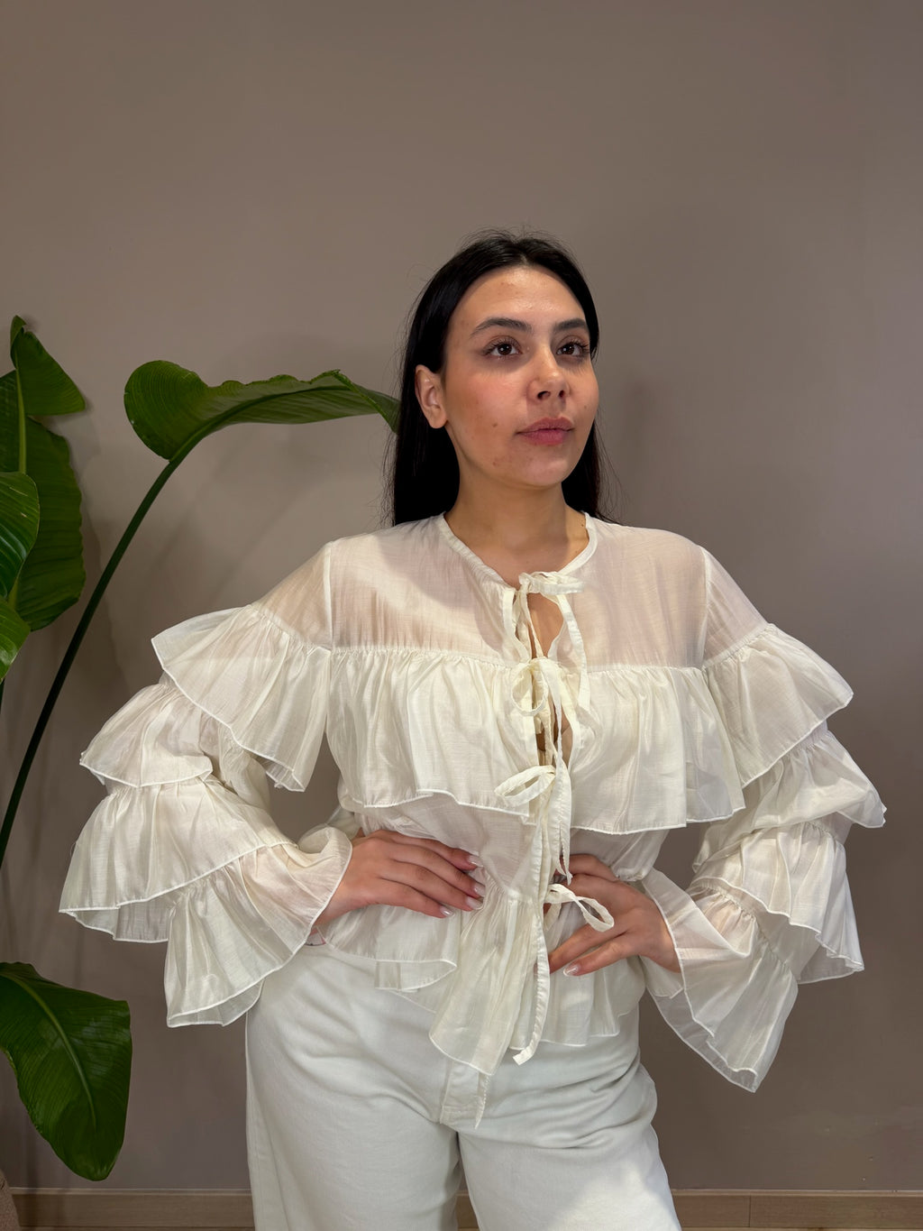 Camicia Donna in Lyocell con Volant