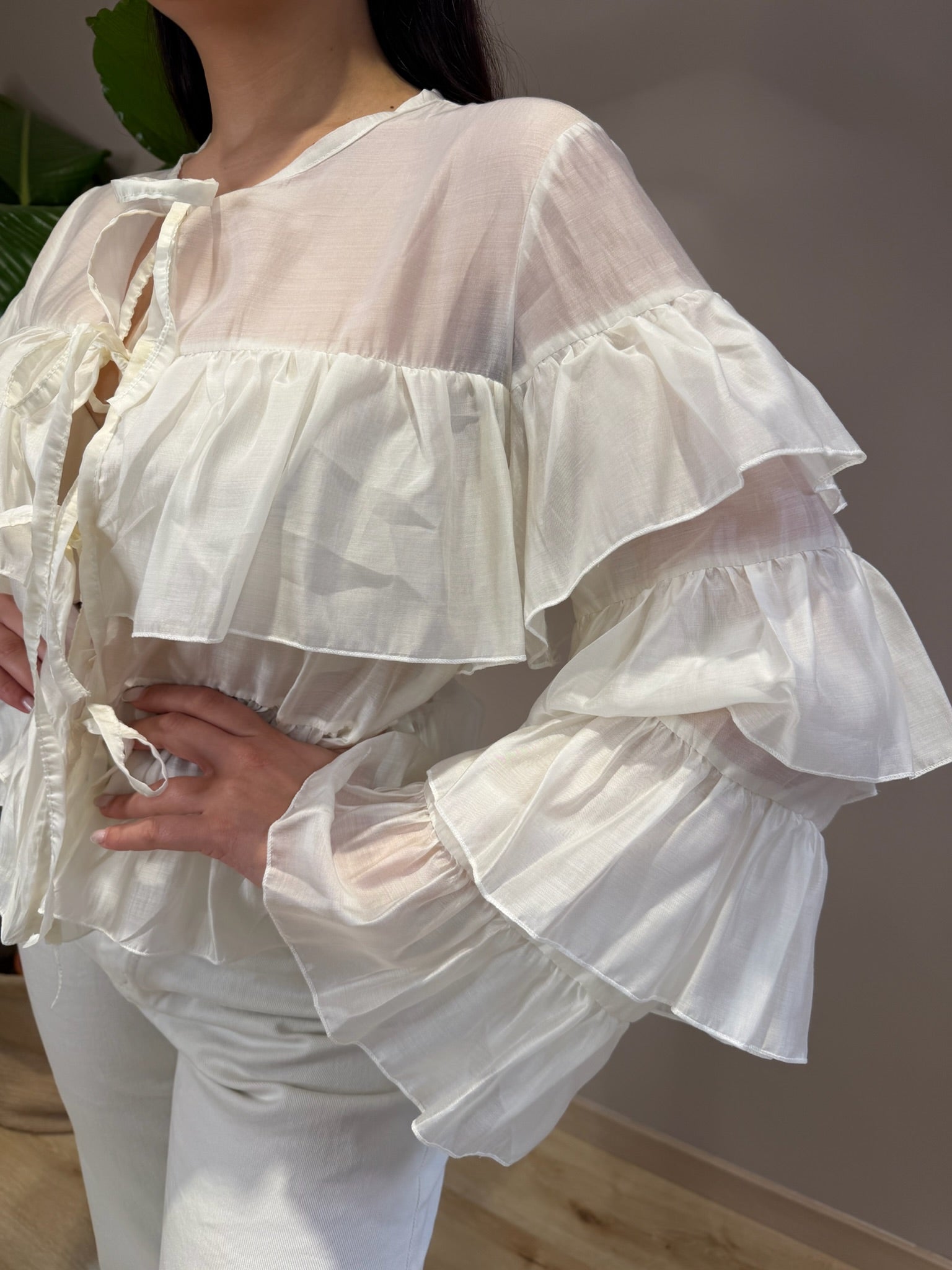 Camicia Donna in Lyocell con Volant