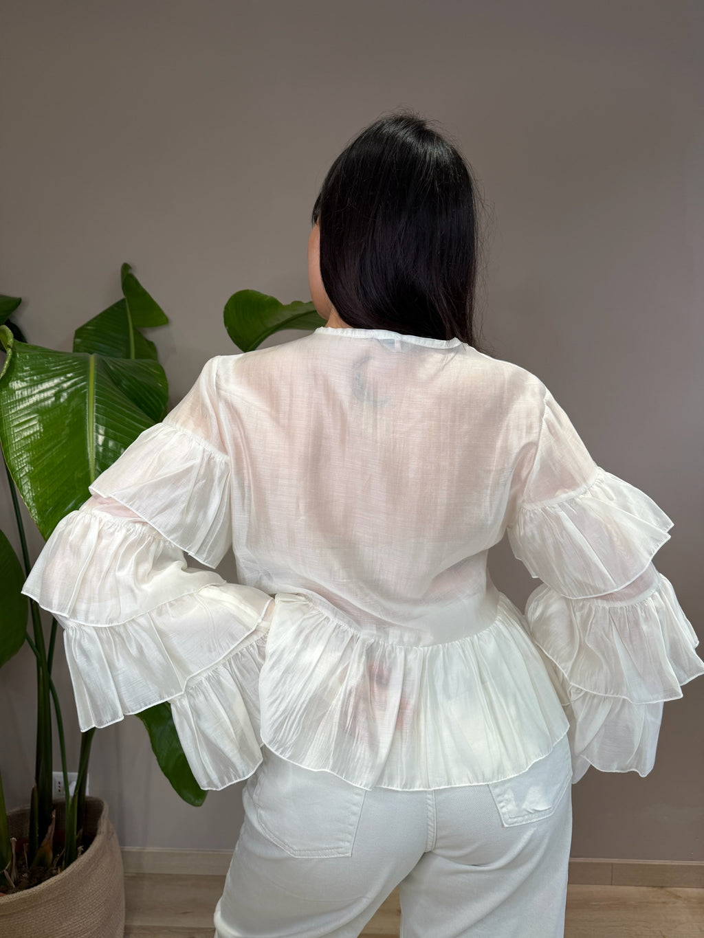 Camicia Donna in Lyocell con Volant