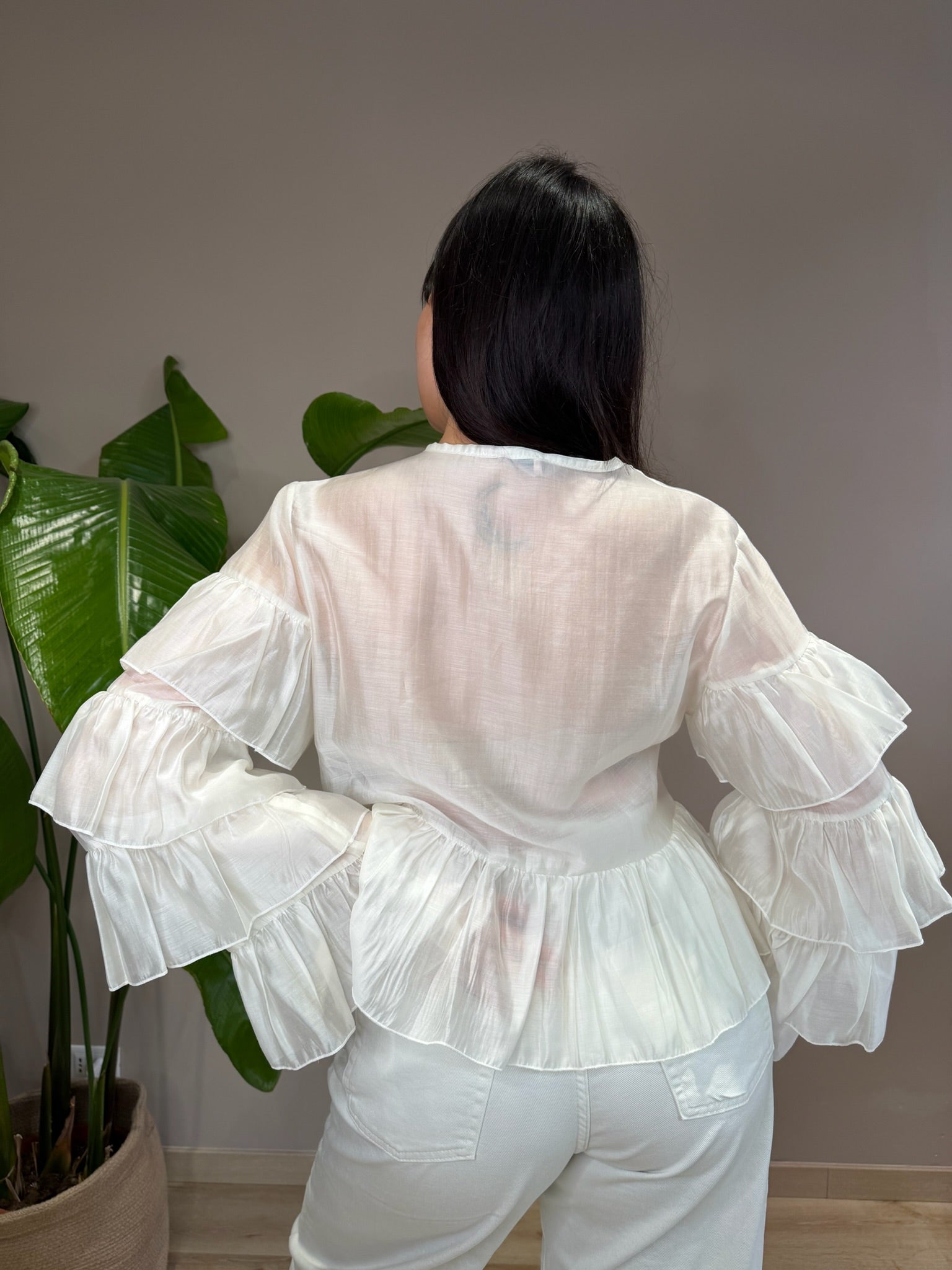 Camicia Donna in Lyocell con Volant